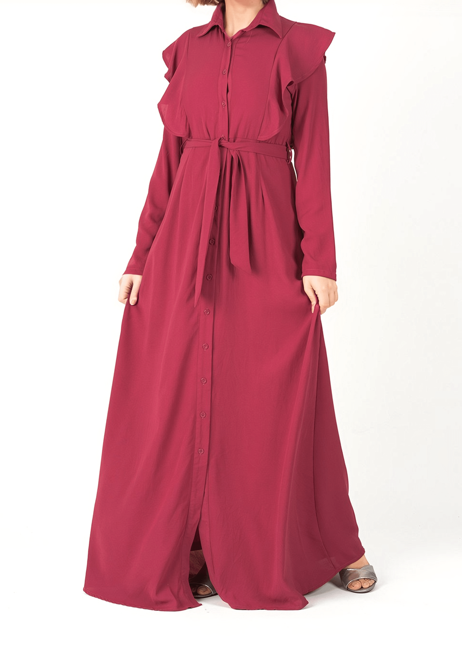 raspberry ruffles maxi dress Kabayare