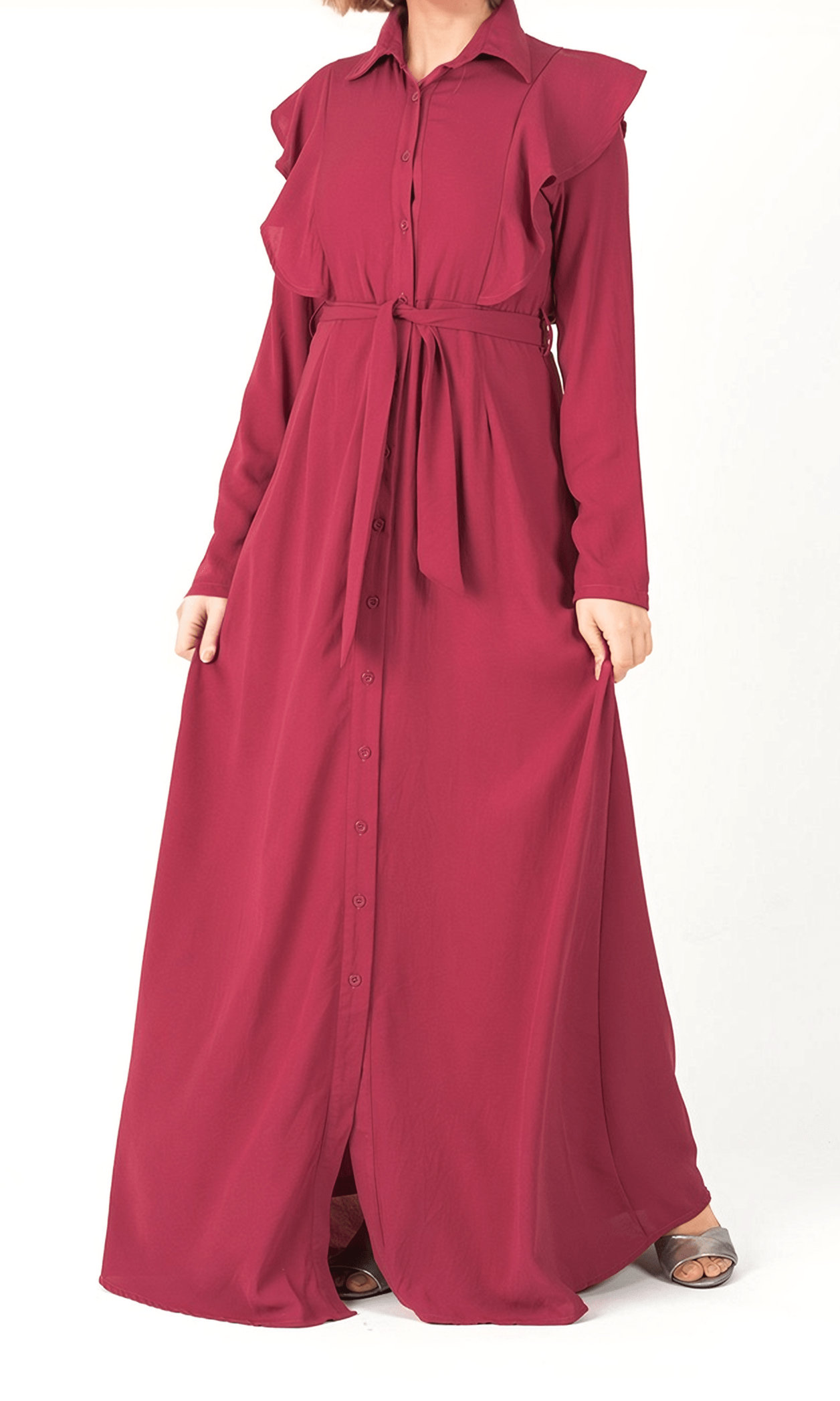 raspberry ruffles maxi dress Kabayare