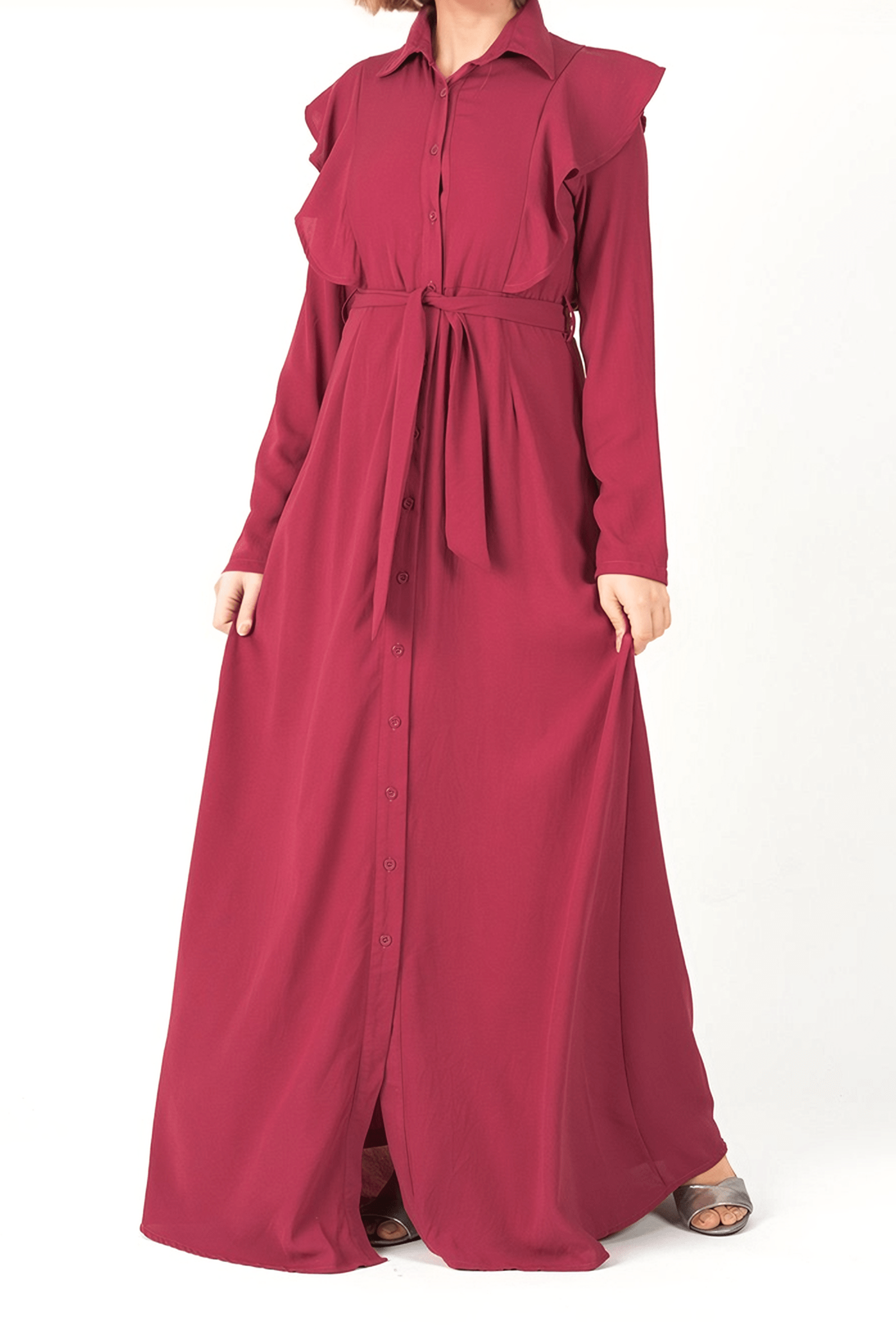 raspberry ruffles maxi dress Kabayare