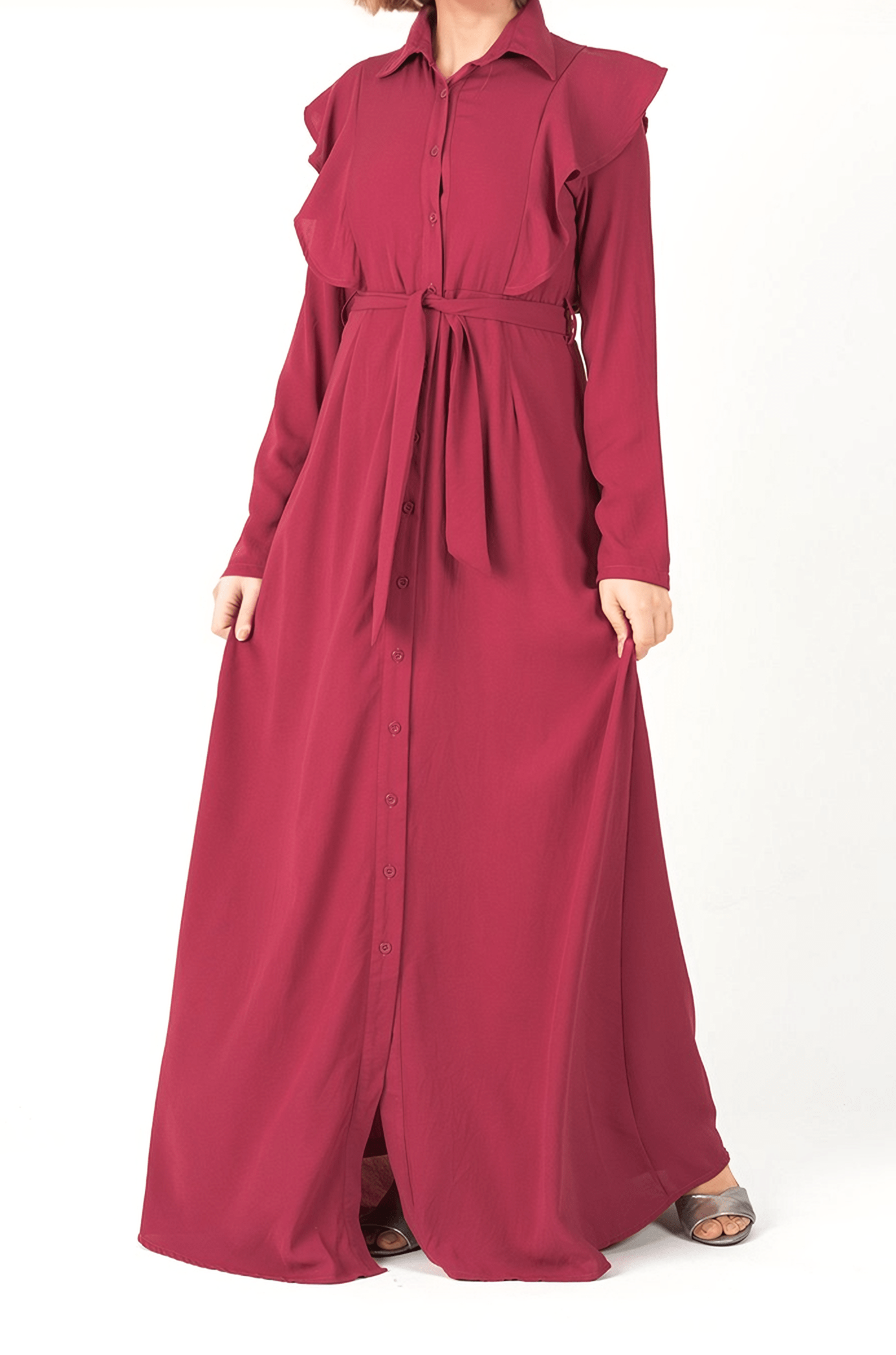 raspberry ruffles maxi dress Kabayare