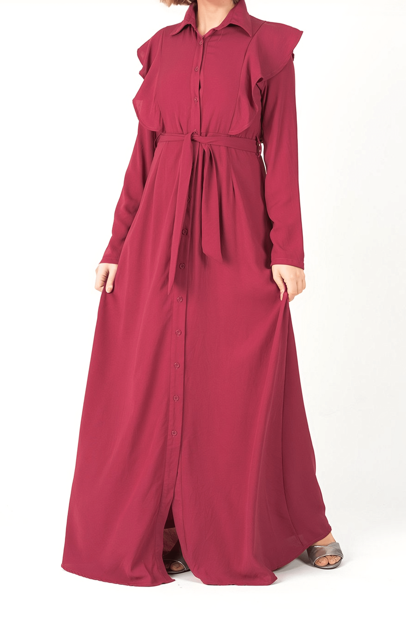 raspberry ruffles maxi dress Kabayare