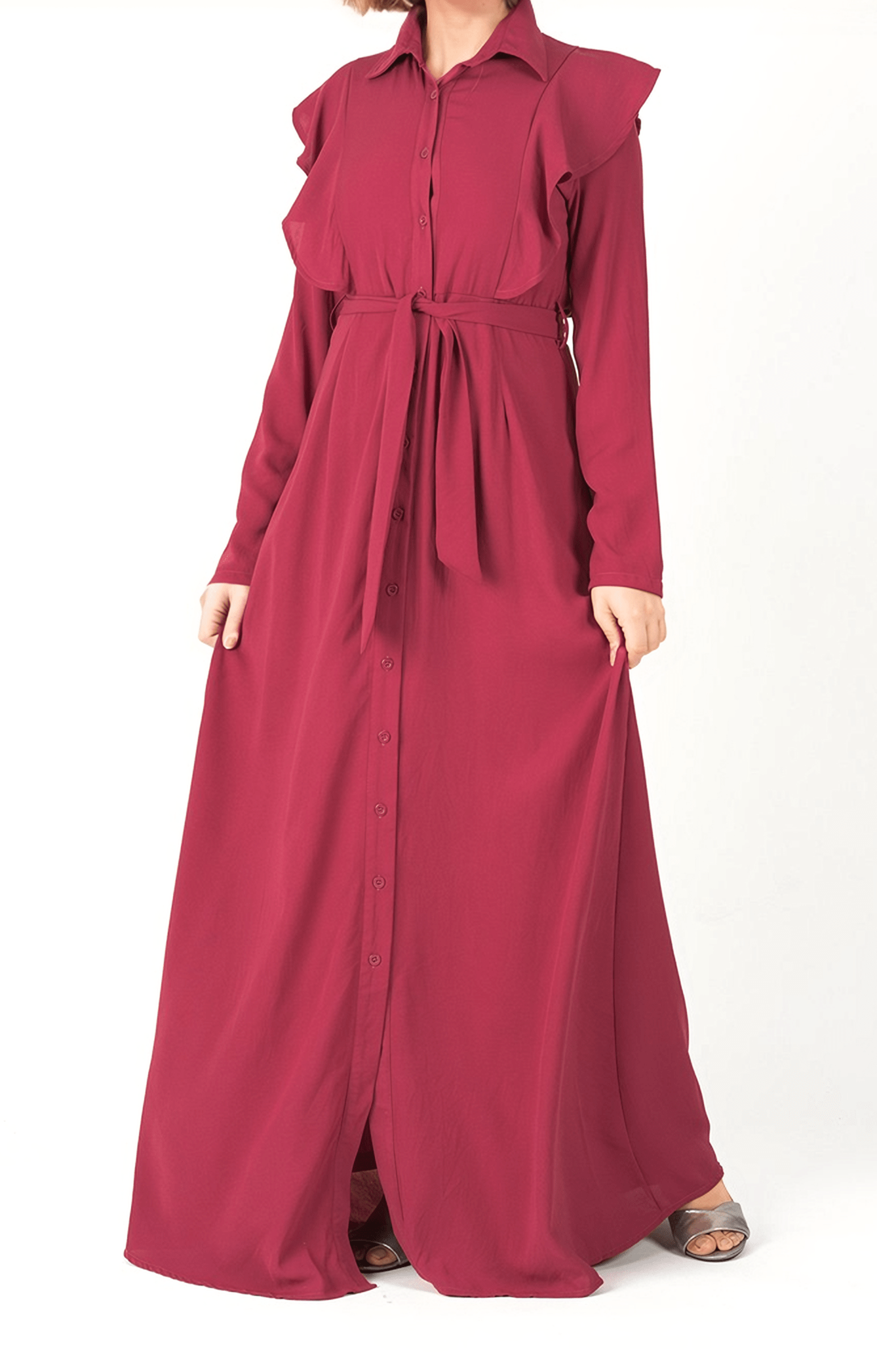raspberry ruffles maxi dress Kabayare