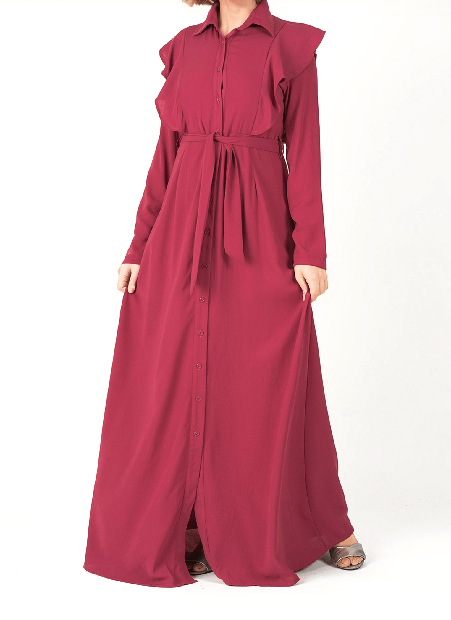 raspberry ruffles maxi dress Kabayare