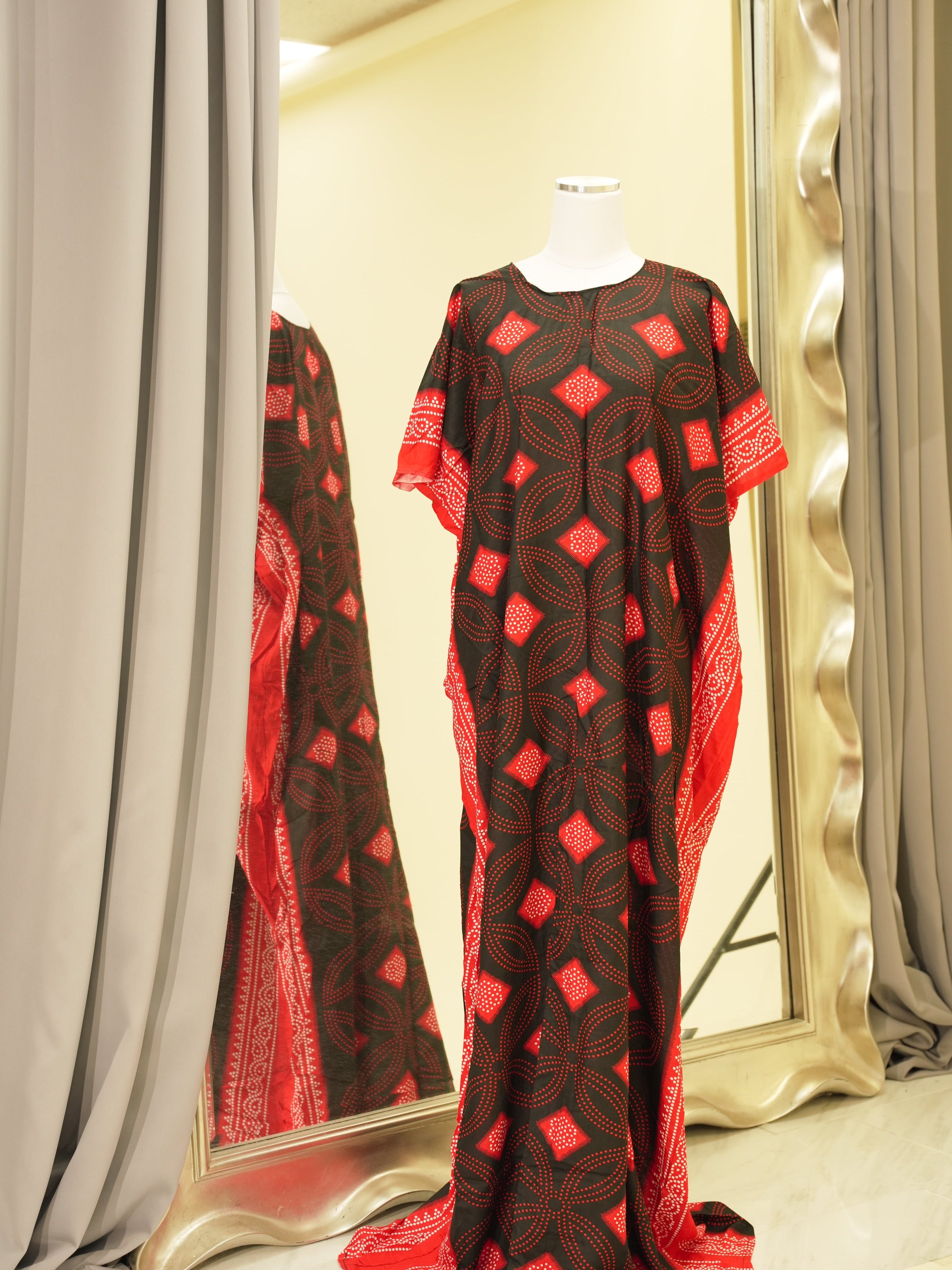 Red Shash print bati dress Kabayare