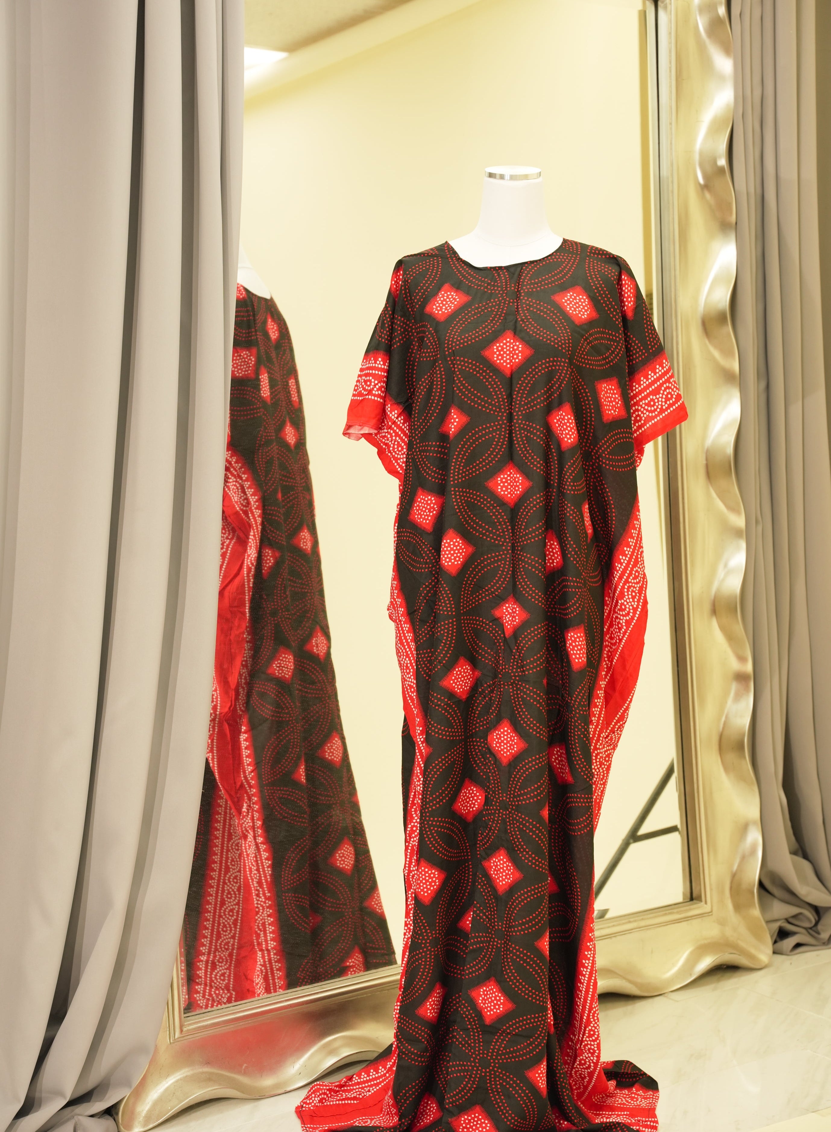 Red Shash print bati dress Kabayare