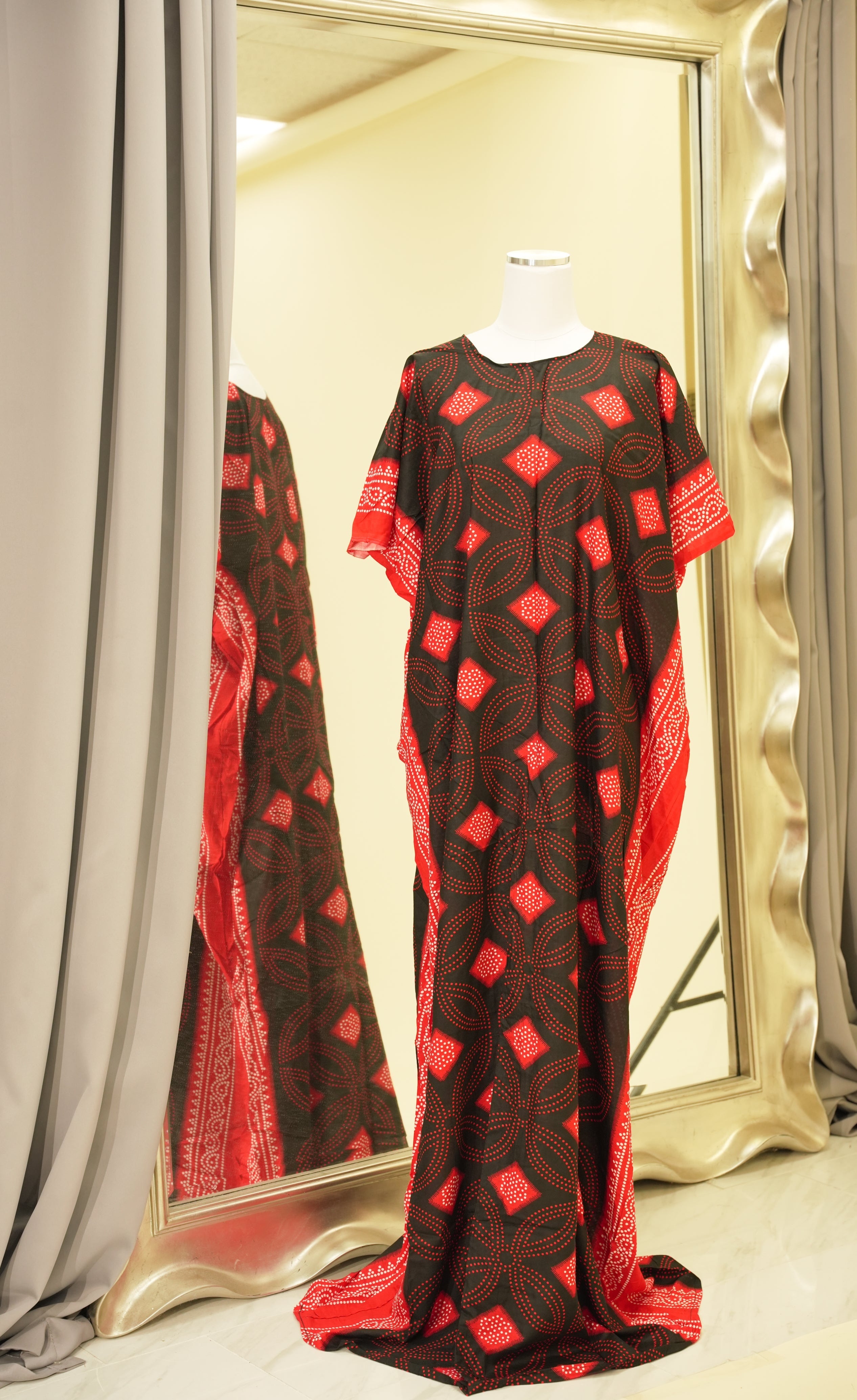Red Shash print bati dress Kabayare