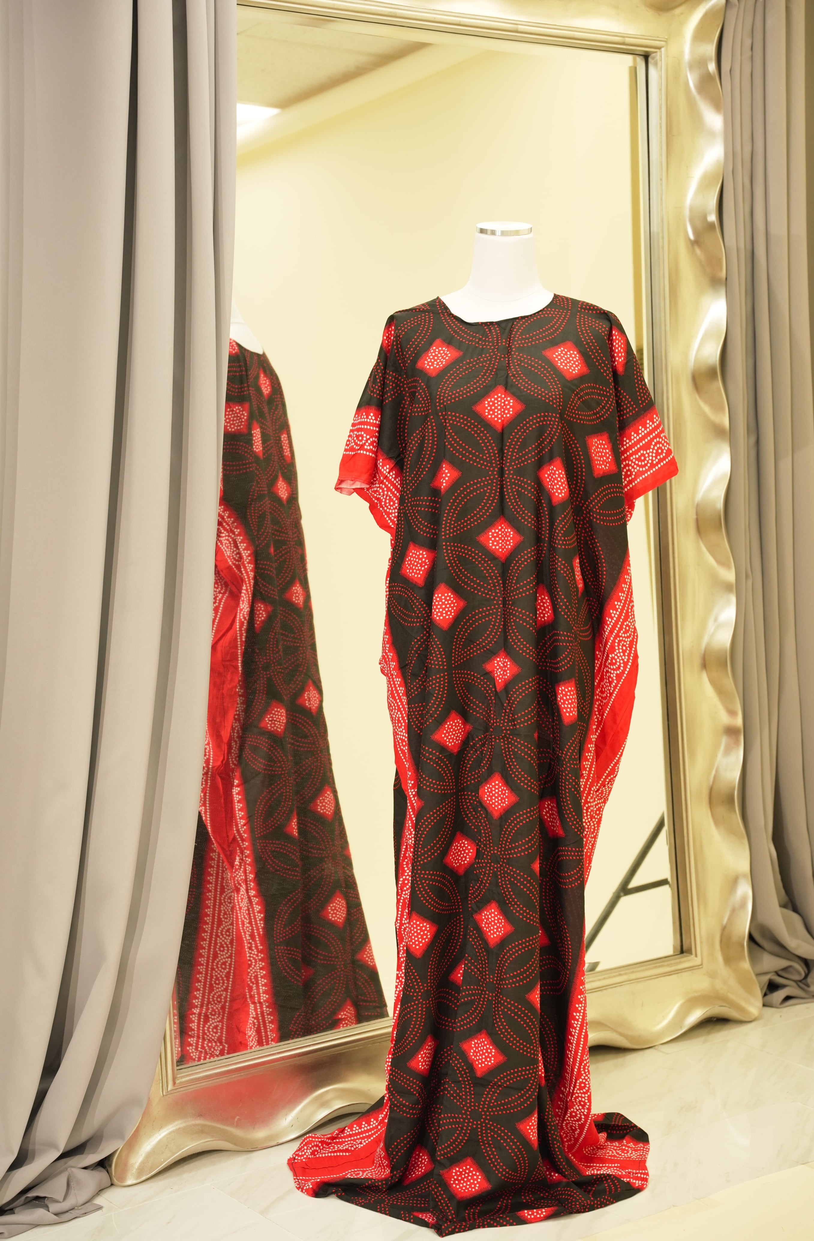 Red Shash print bati dress Kabayare