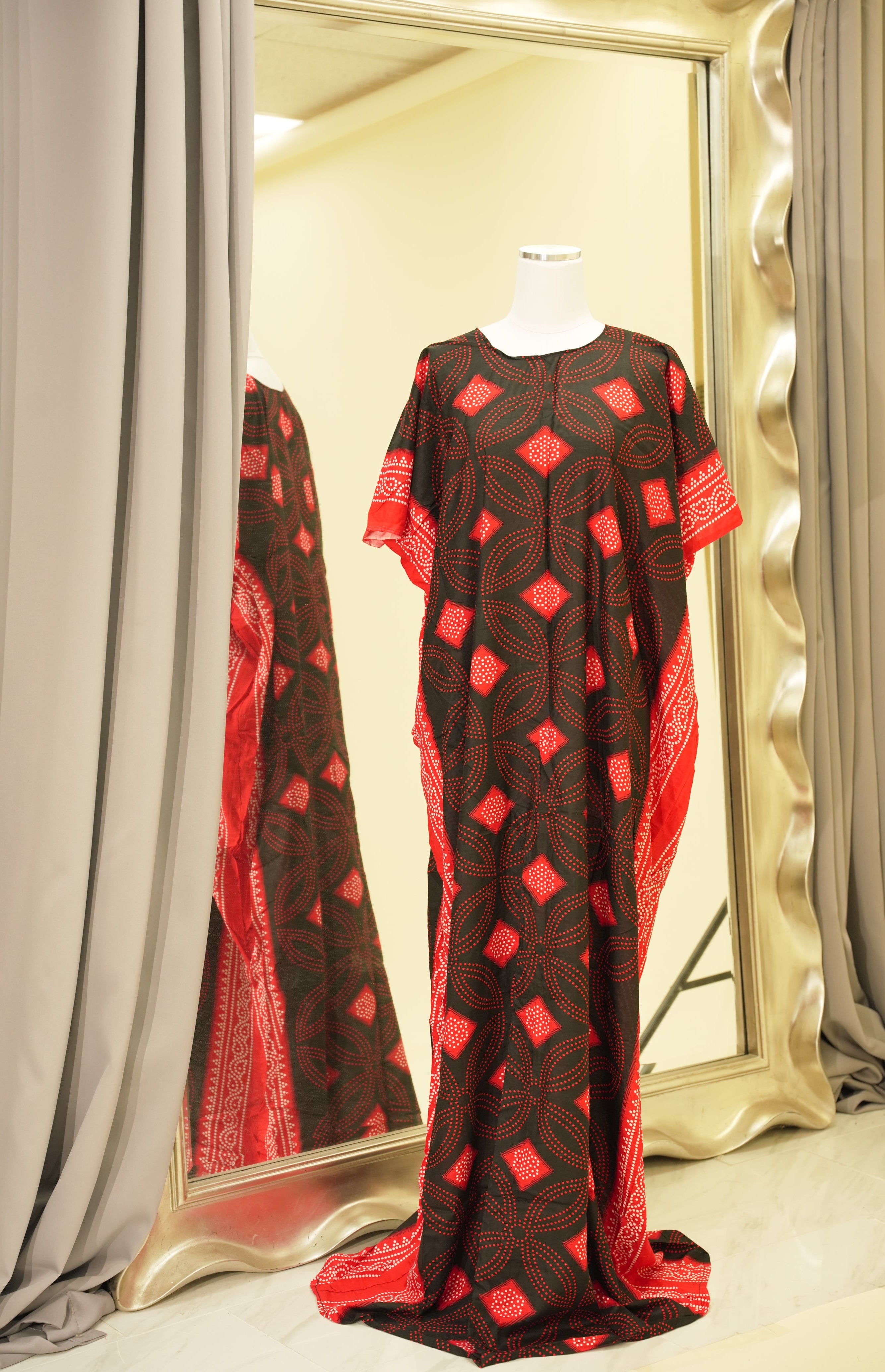 Red Shash print bati dress Kabayare