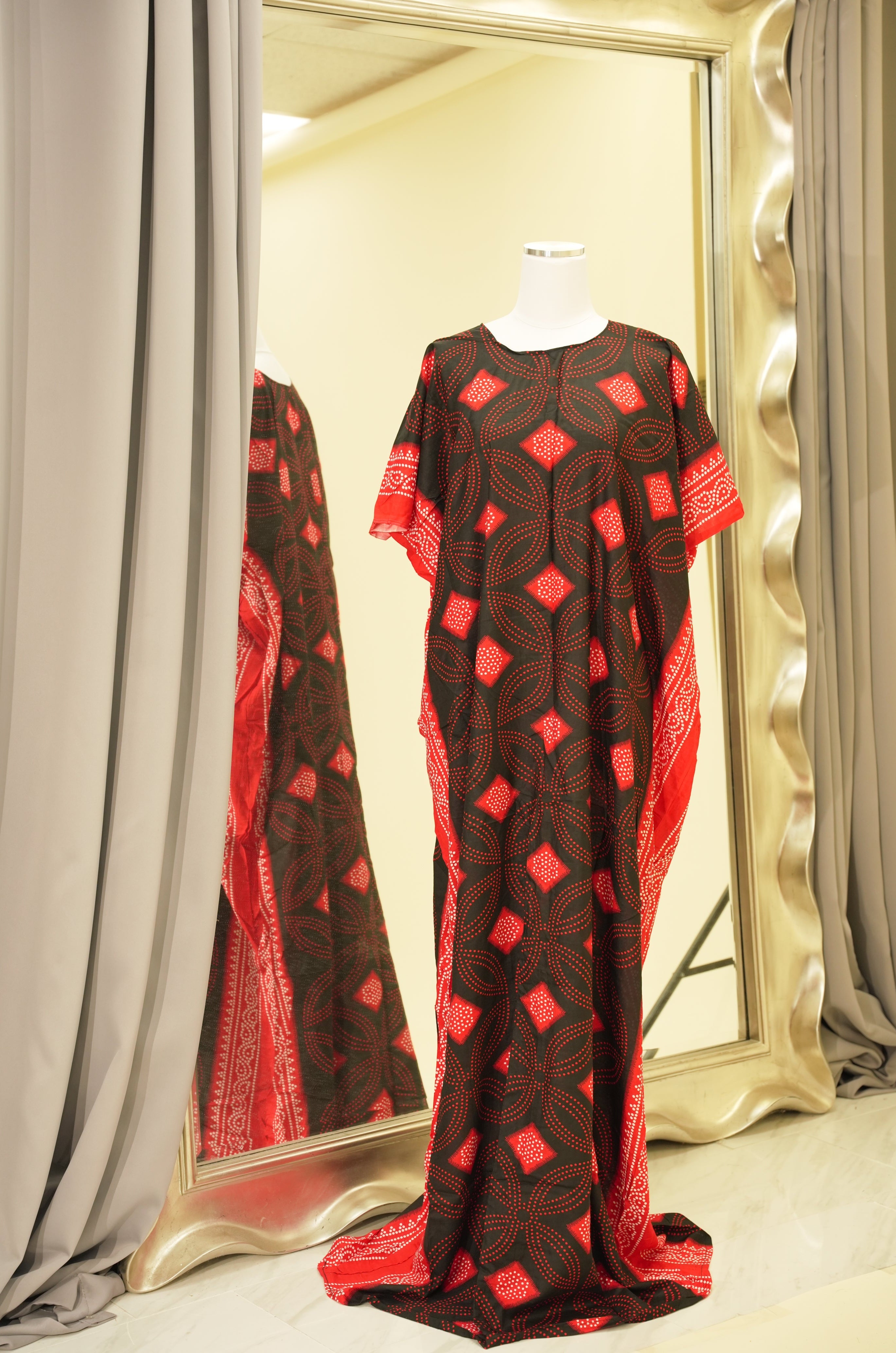 Red Shash print bati dress Kabayare