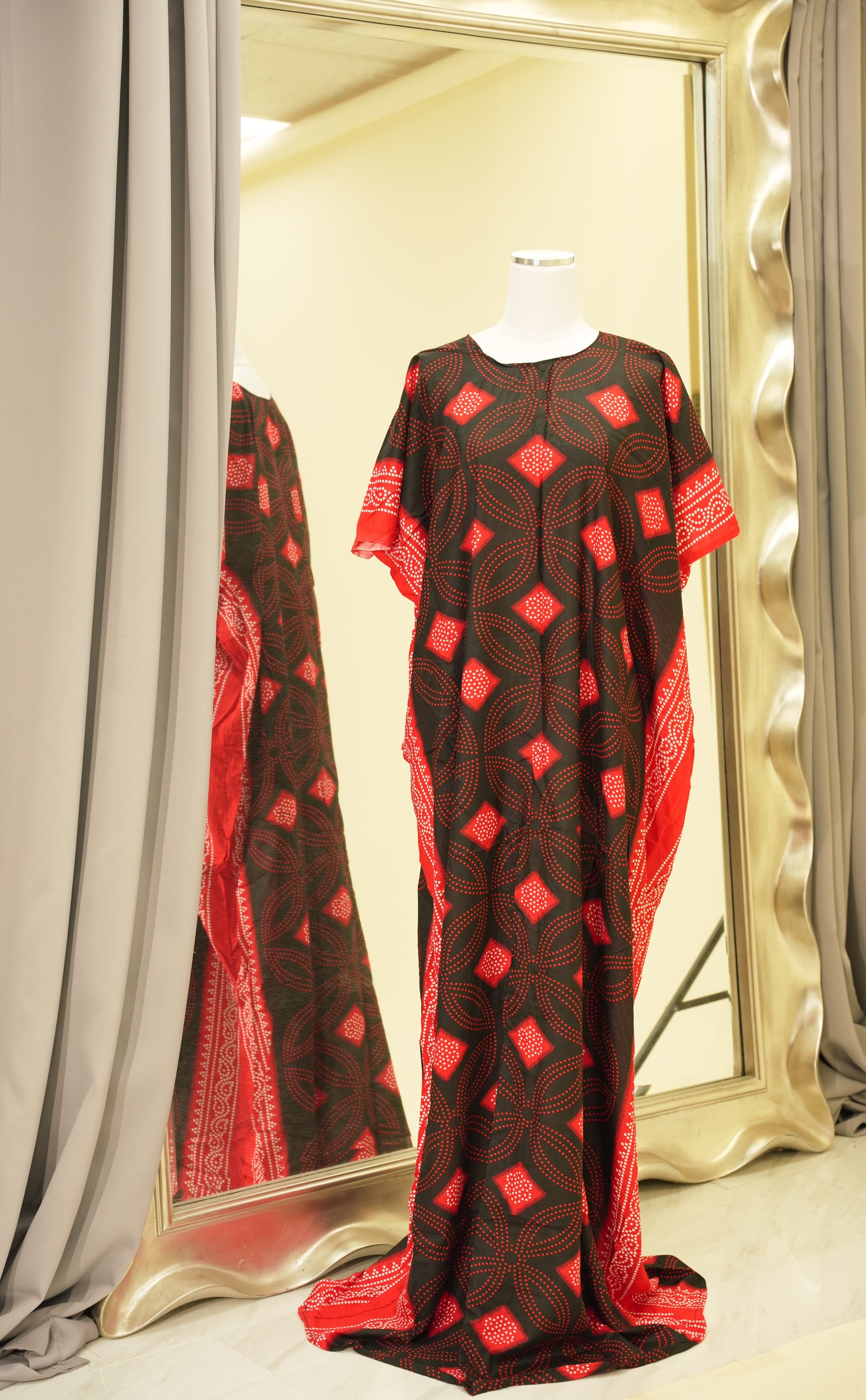 Red Shash print bati dress Kabayare