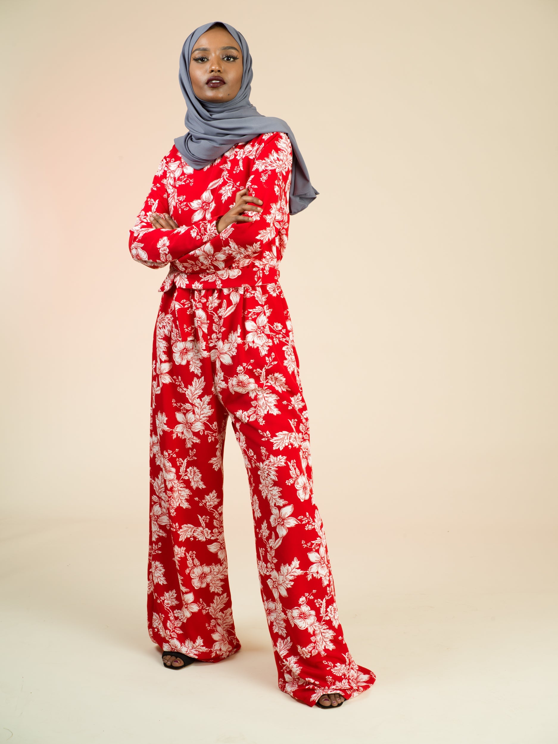 Regents Floral Modest long sleeve jumpsuits Kabayare