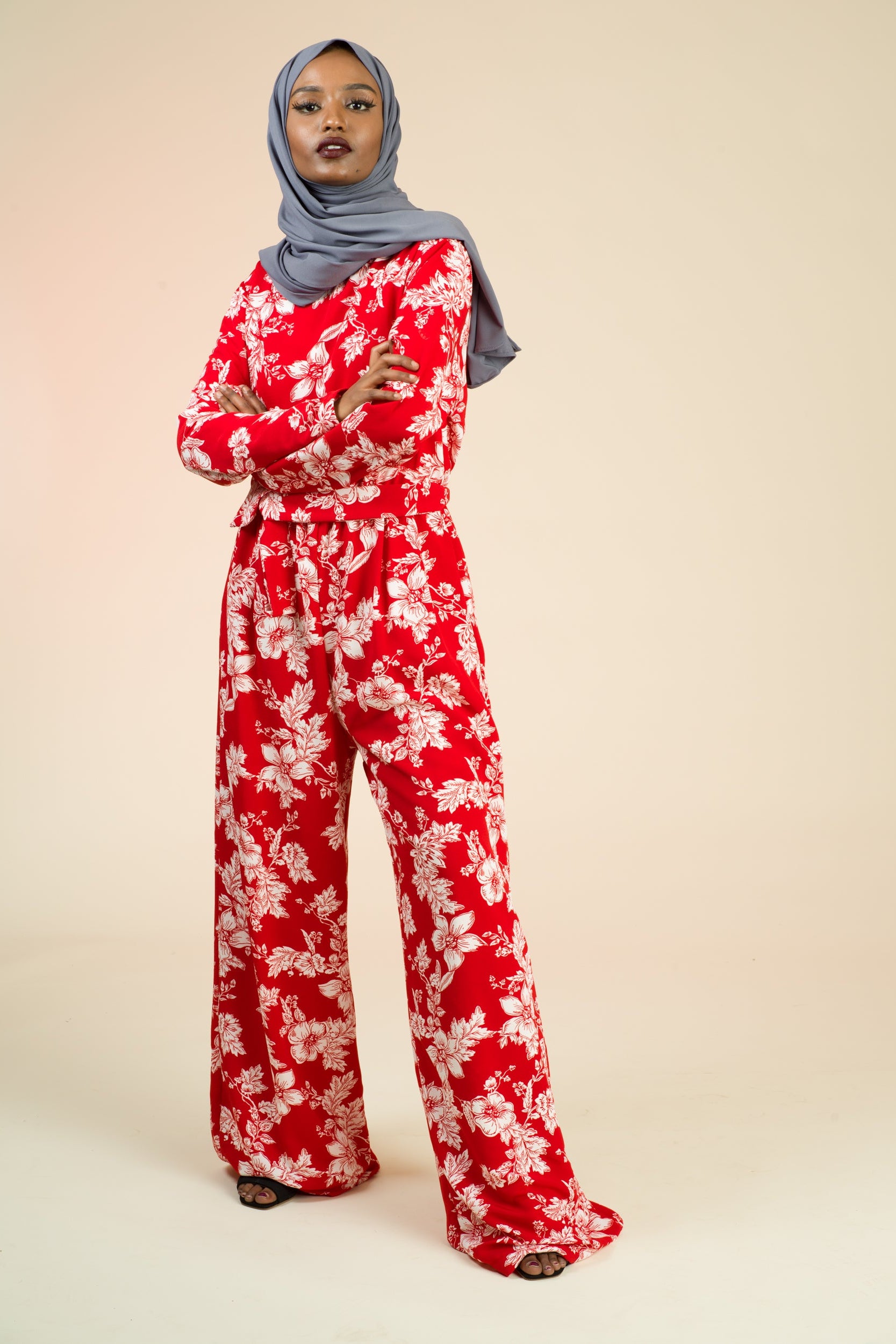 Regents Floral Modest long sleeve jumpsuits Kabayare