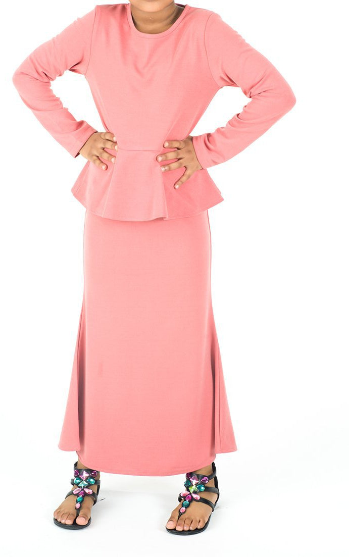 Rose kids long sleeve peplum dress — view 2