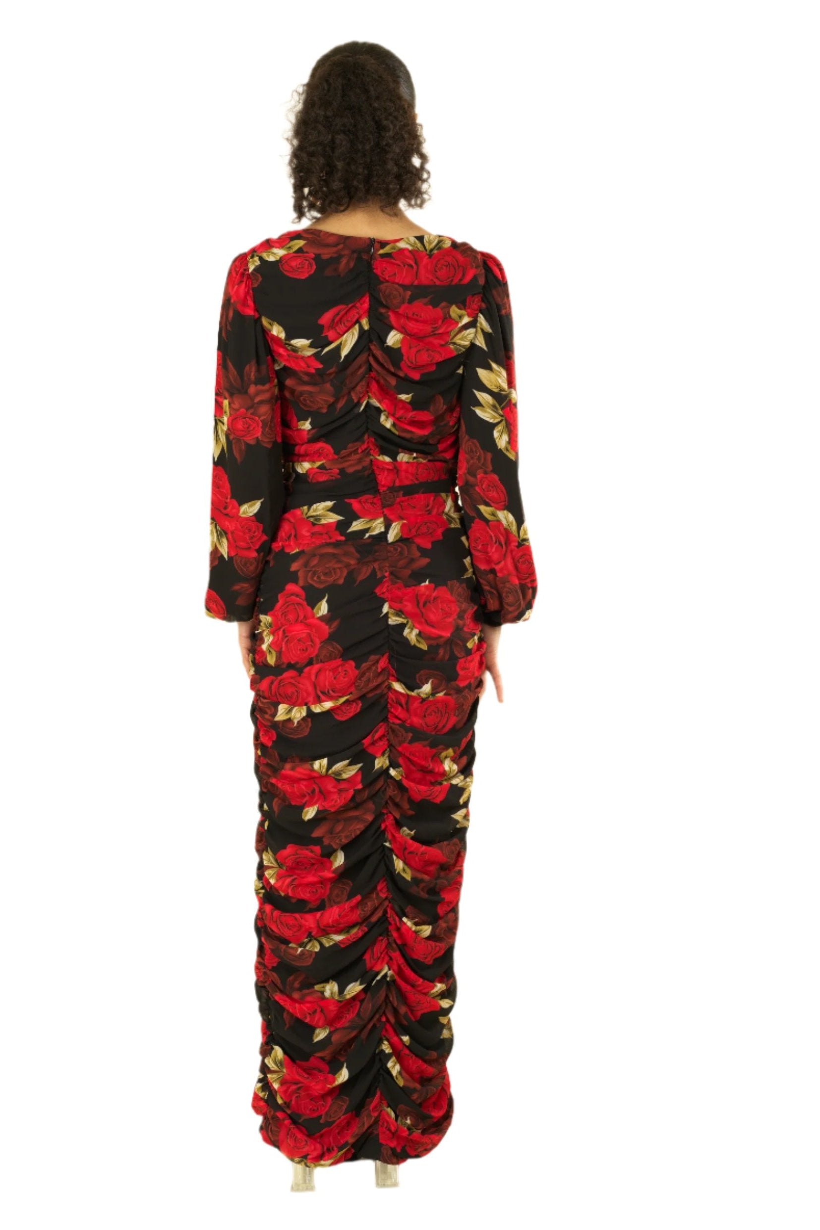 Roses are Red bodycon chiffon maxi dress Kabayare