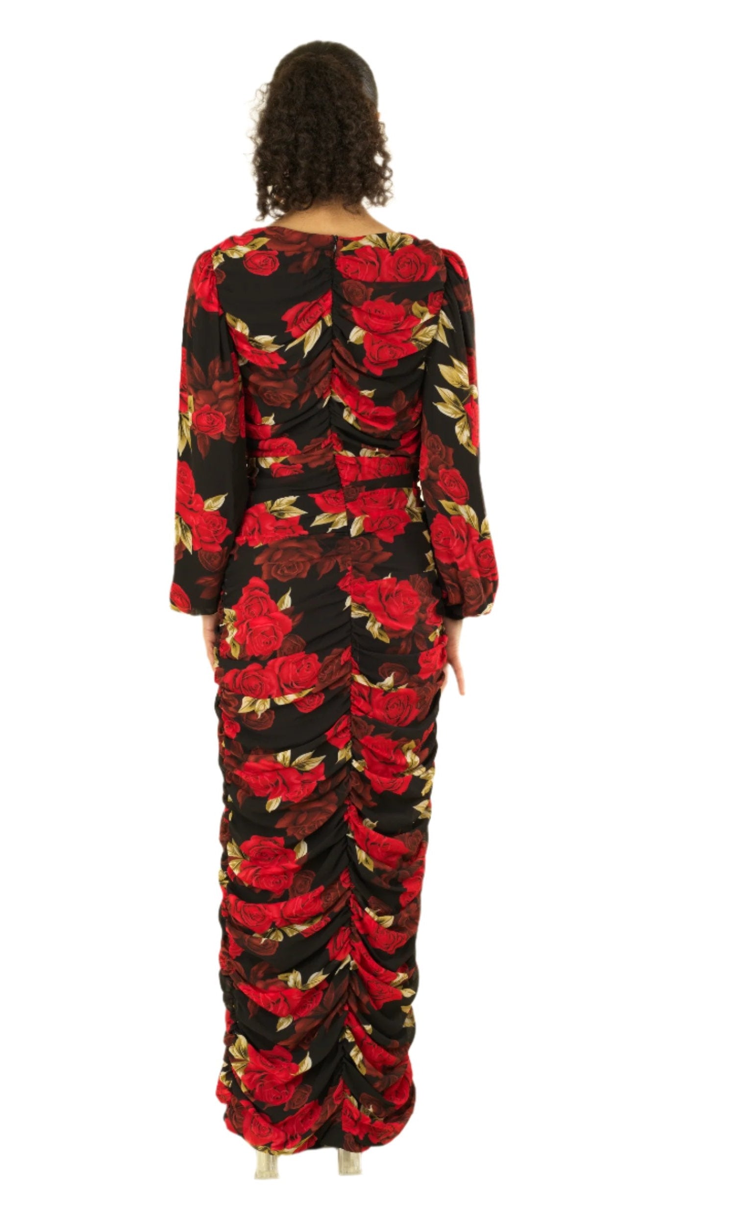 Roses are Red bodycon chiffon maxi dress Kabayare