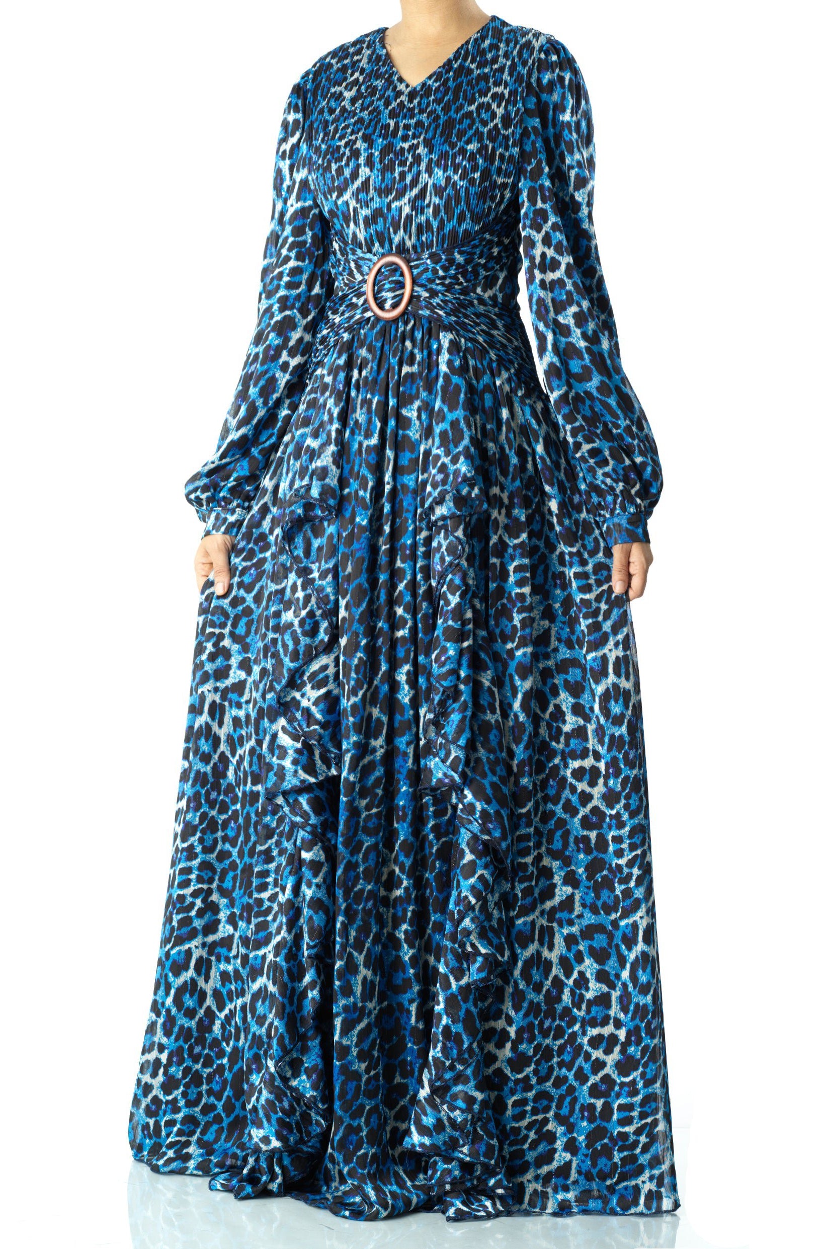 Royal Blue cheetah print maxi dress Kabayare