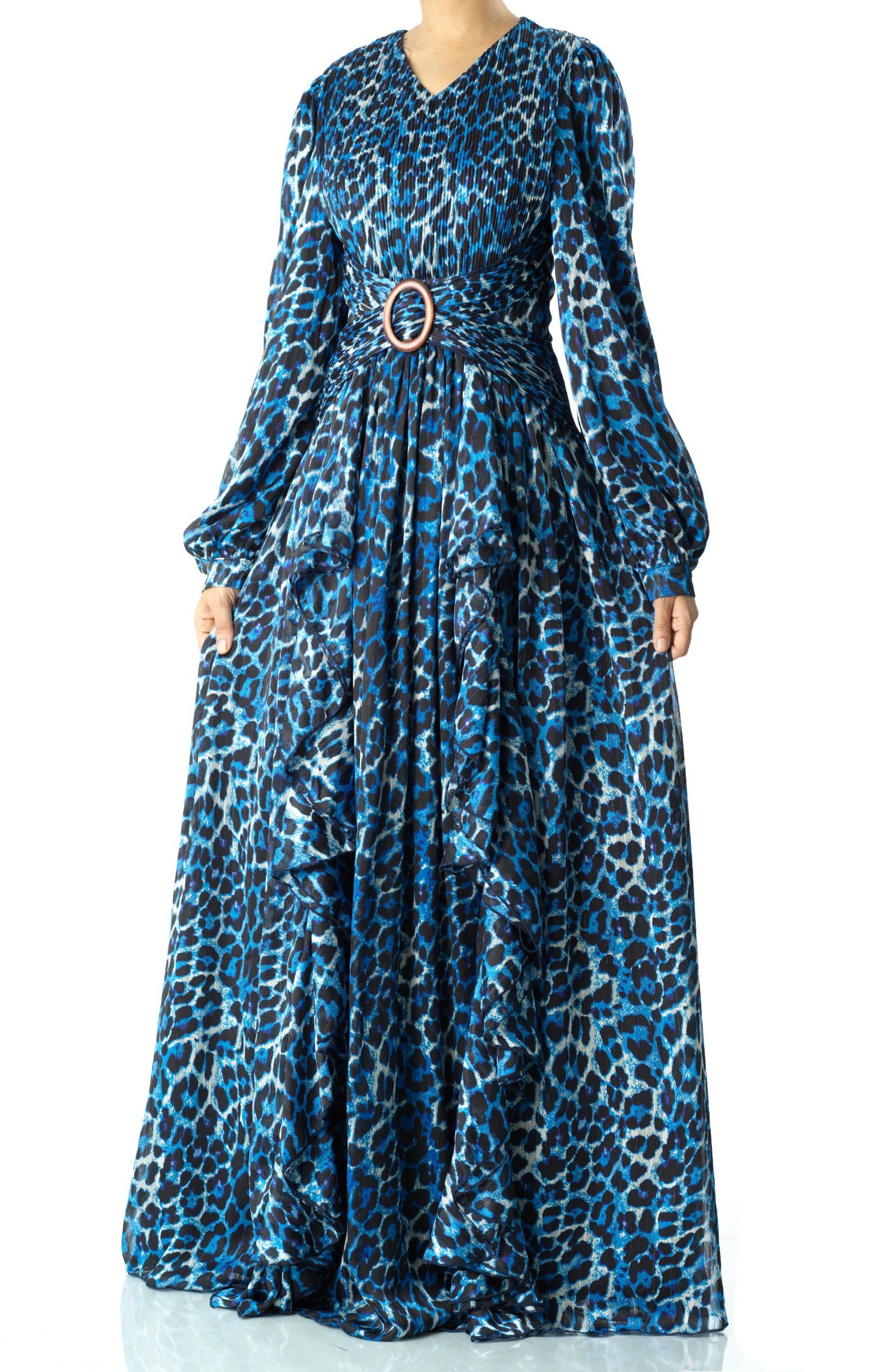 Royal Blue cheetah print maxi dress Kabayare