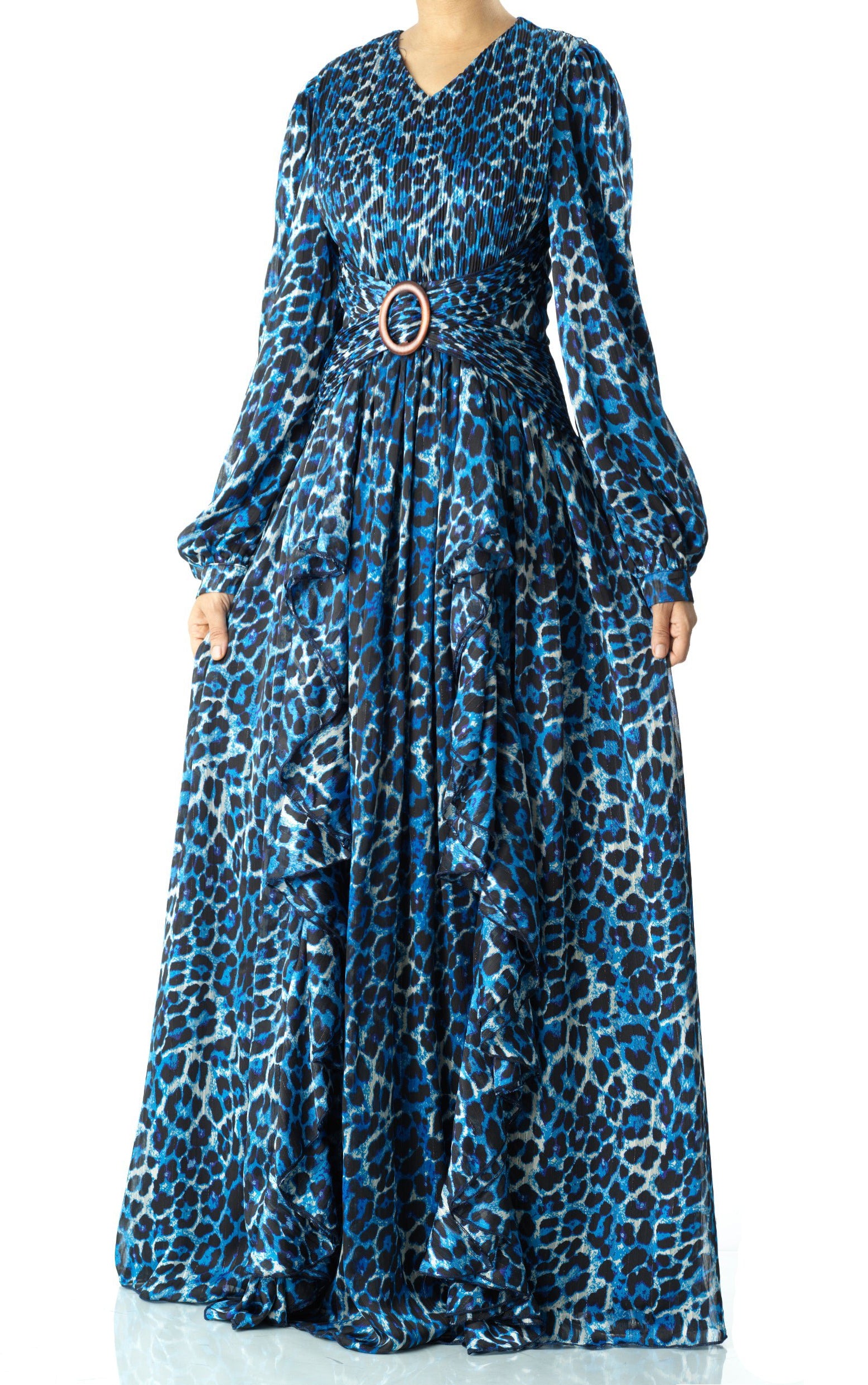 Royal Blue cheetah print maxi dress Kabayare