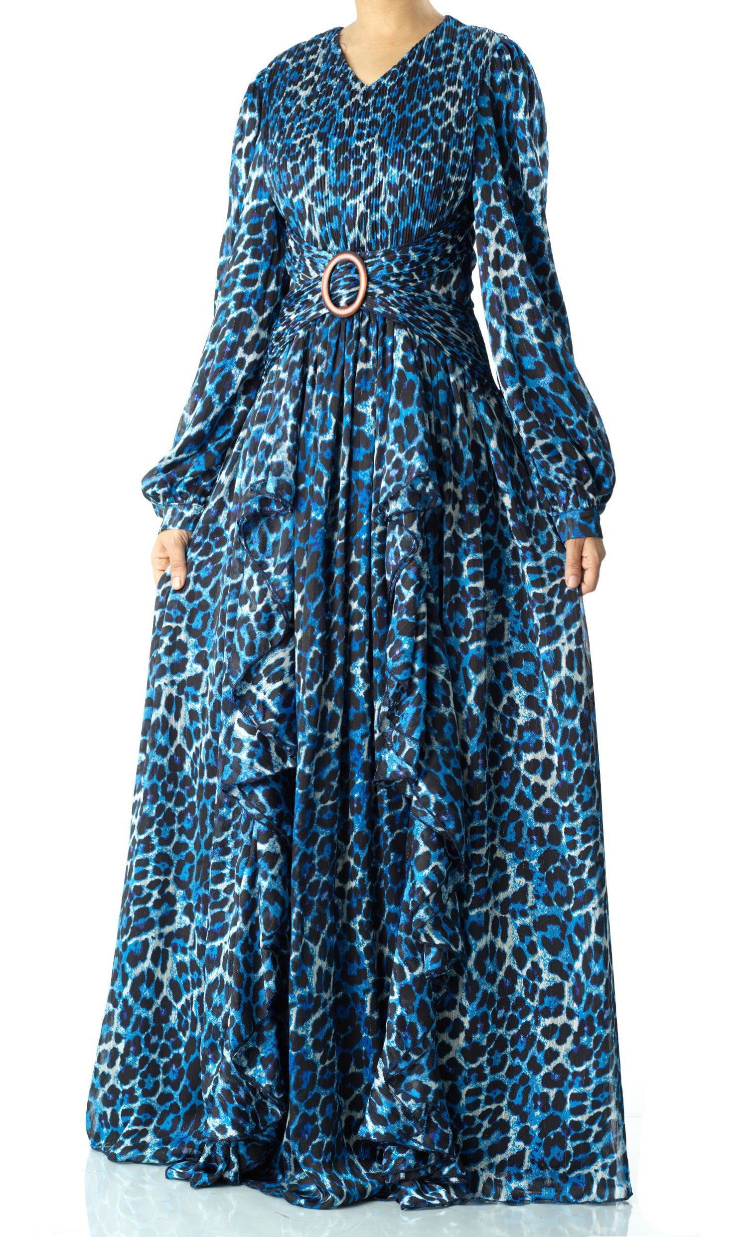 Royal Blue cheetah print maxi dress Kabayare