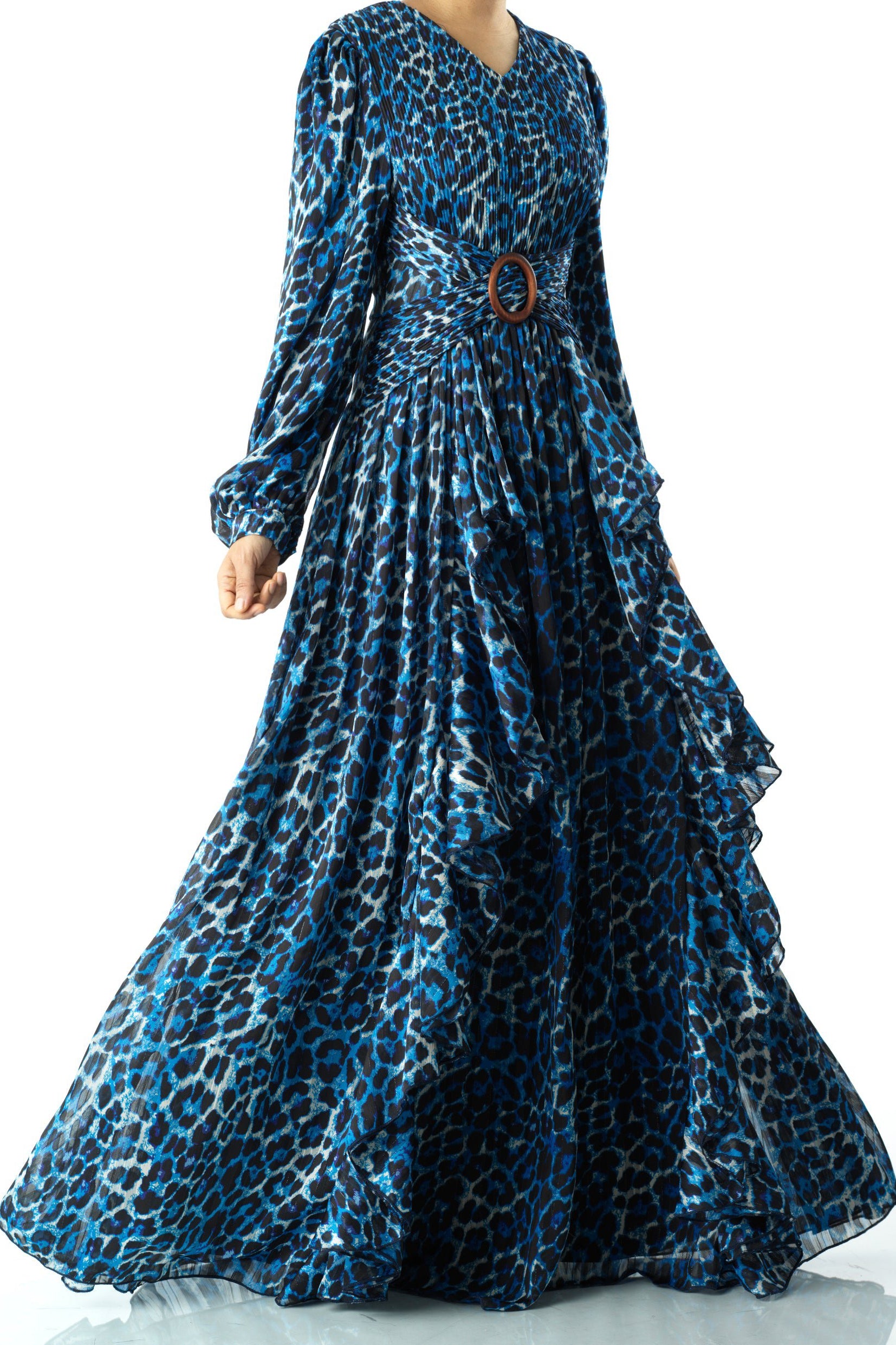 Royal Blue cheetah print maxi dress Kabayare