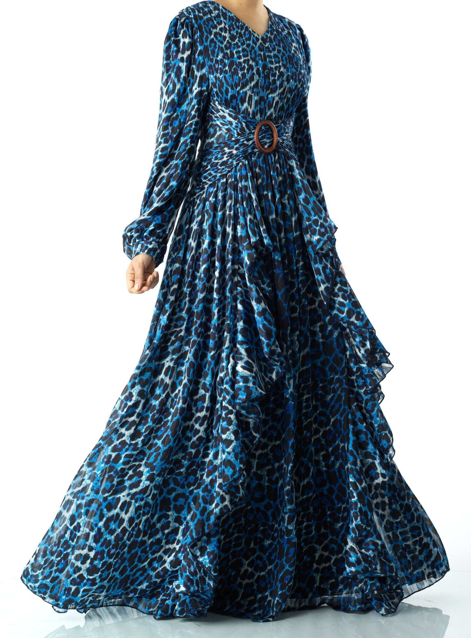 Royal Blue cheetah print maxi dress Kabayare
