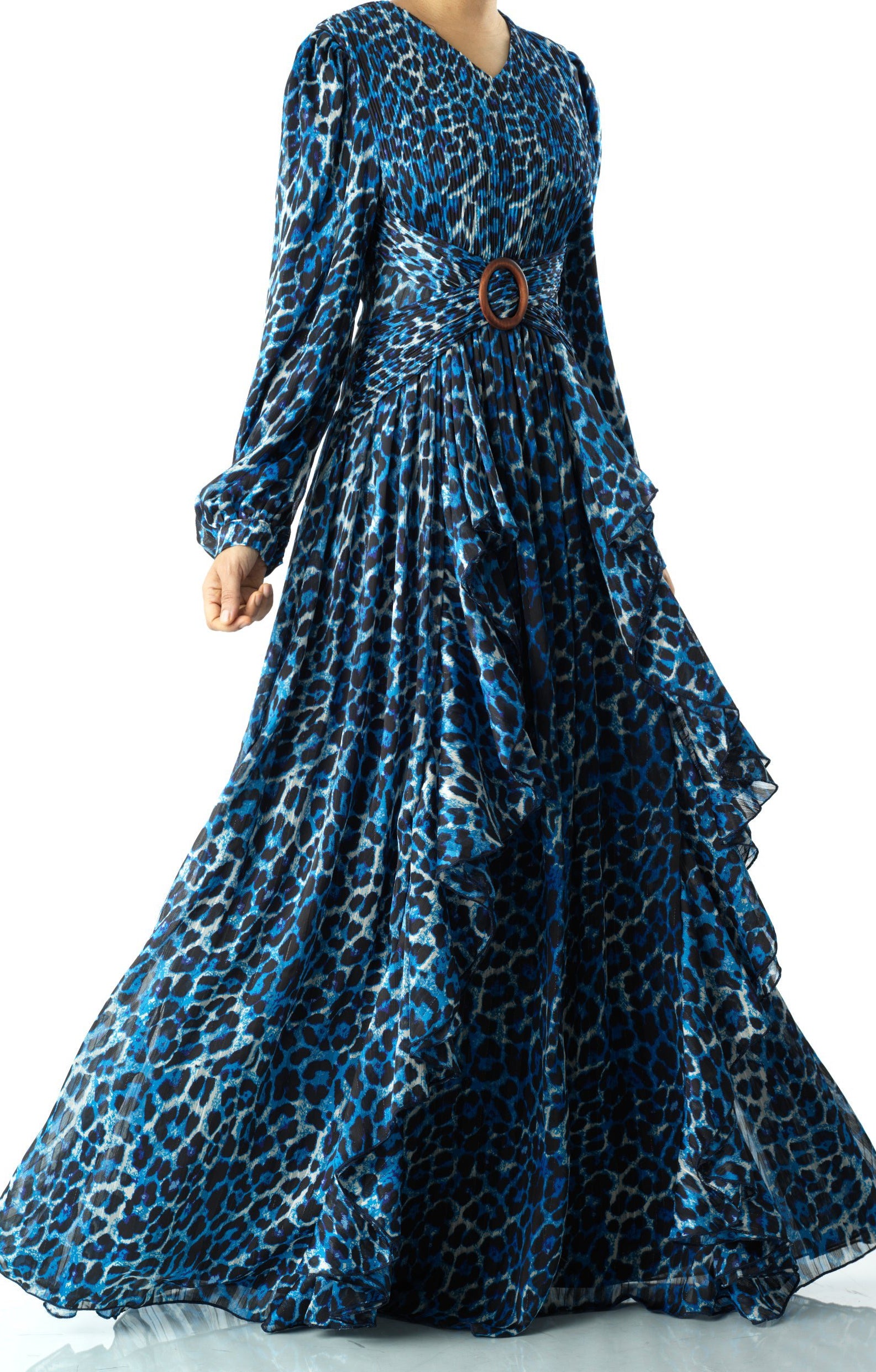 Royal Blue cheetah print maxi dress Kabayare