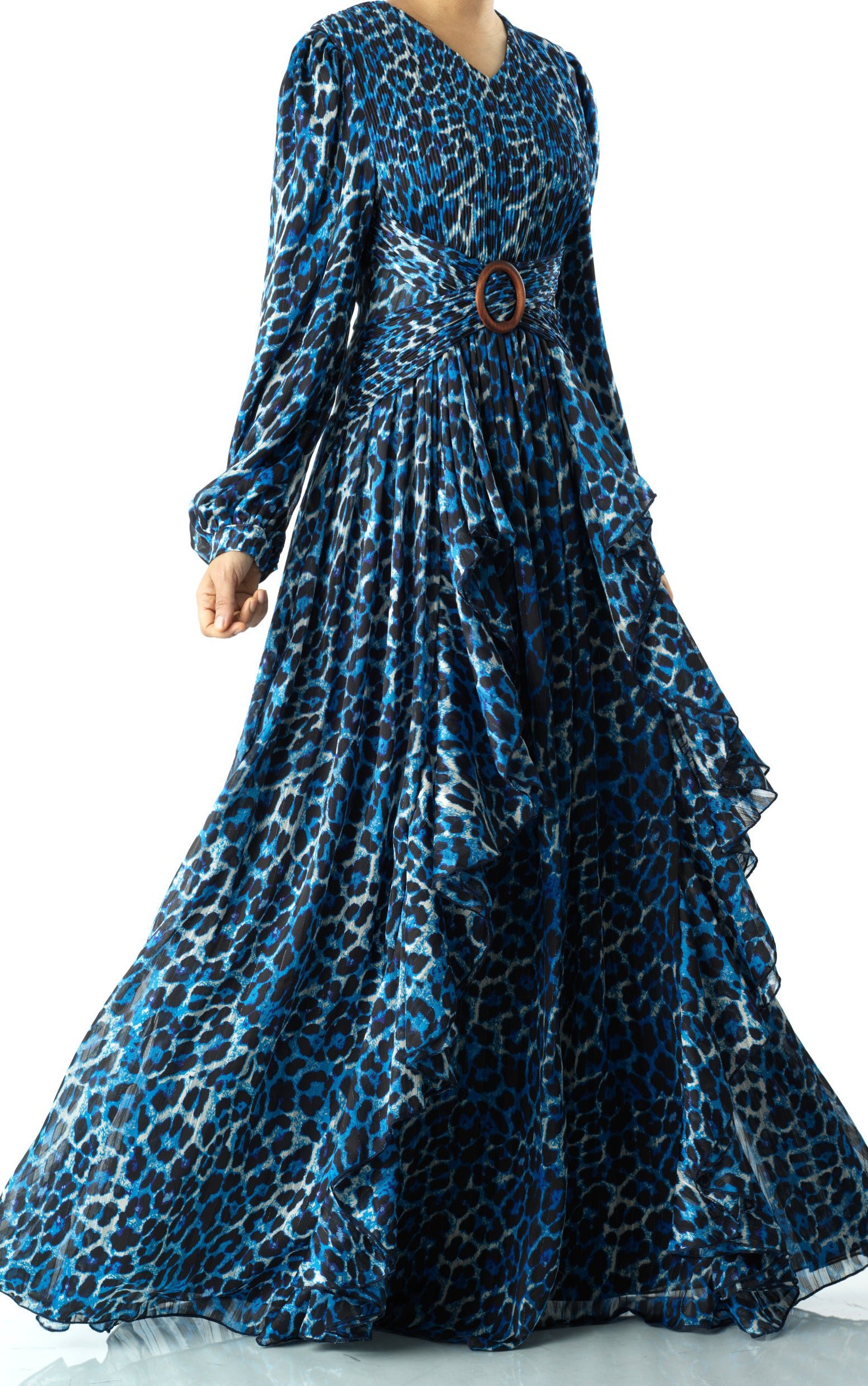 Royal Blue cheetah print maxi dress Kabayare
