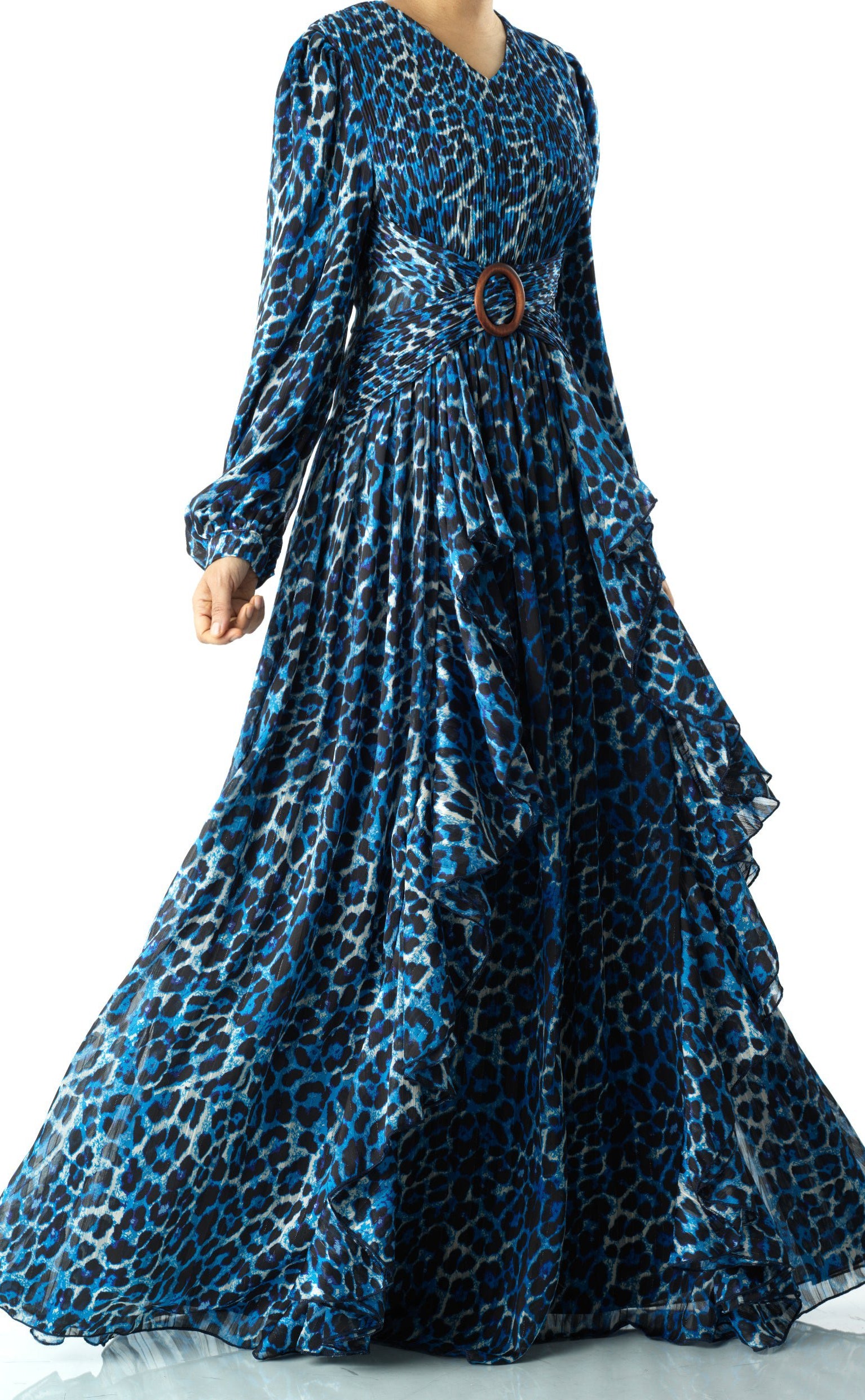 Royal Blue cheetah print maxi dress Kabayare