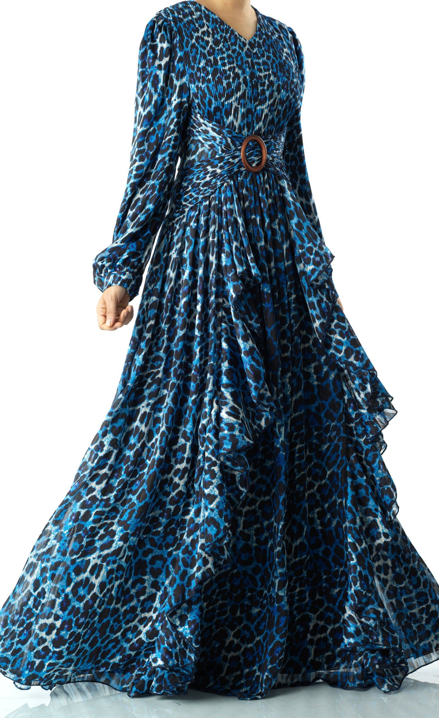 Royal Blue cheetah print maxi dress Kabayare