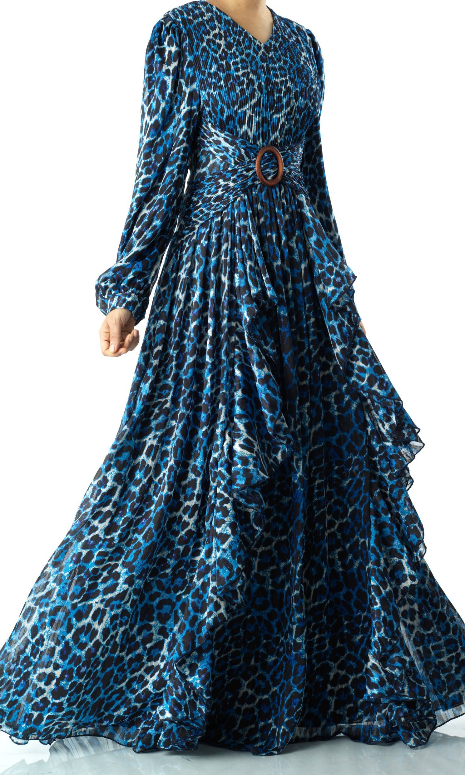 Royal Blue cheetah print maxi dress Kabayare