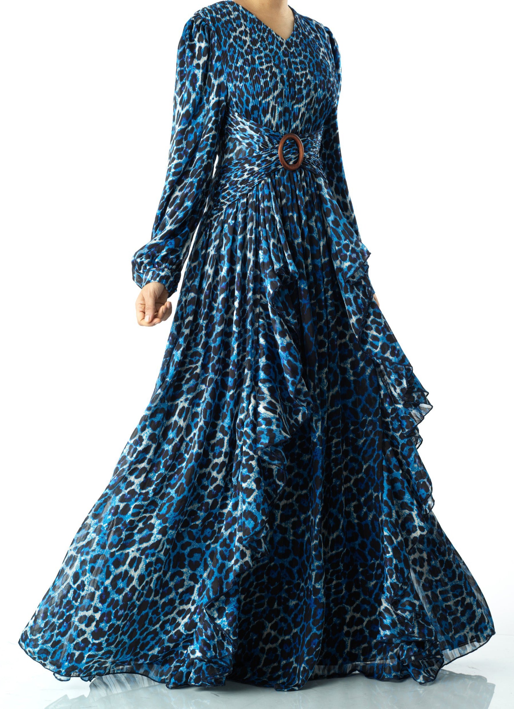 Royal Blue cheetah print maxi dress Kabayare