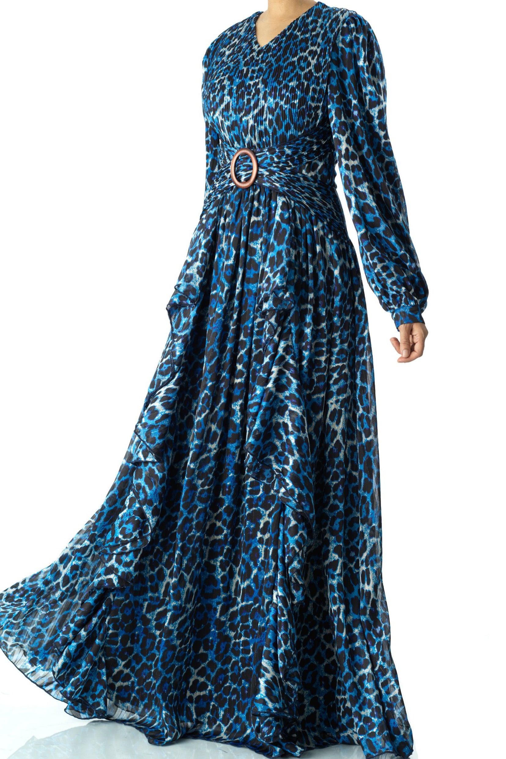 Royal Blue cheetah print maxi dress Kabayare
