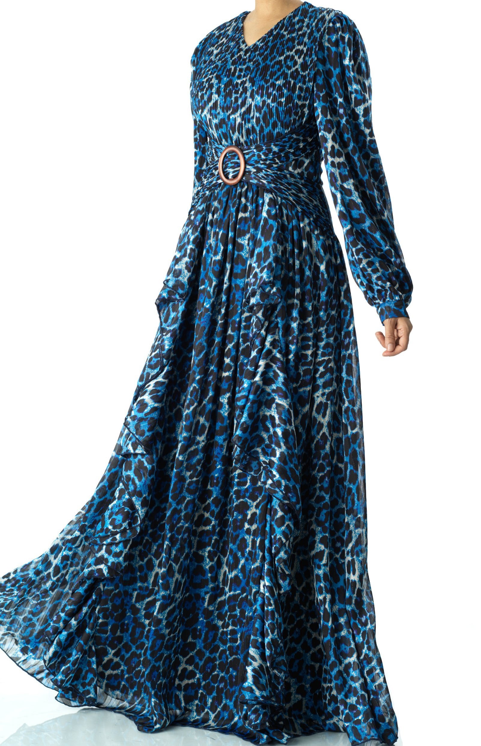 Royal Blue cheetah print maxi dress Kabayare