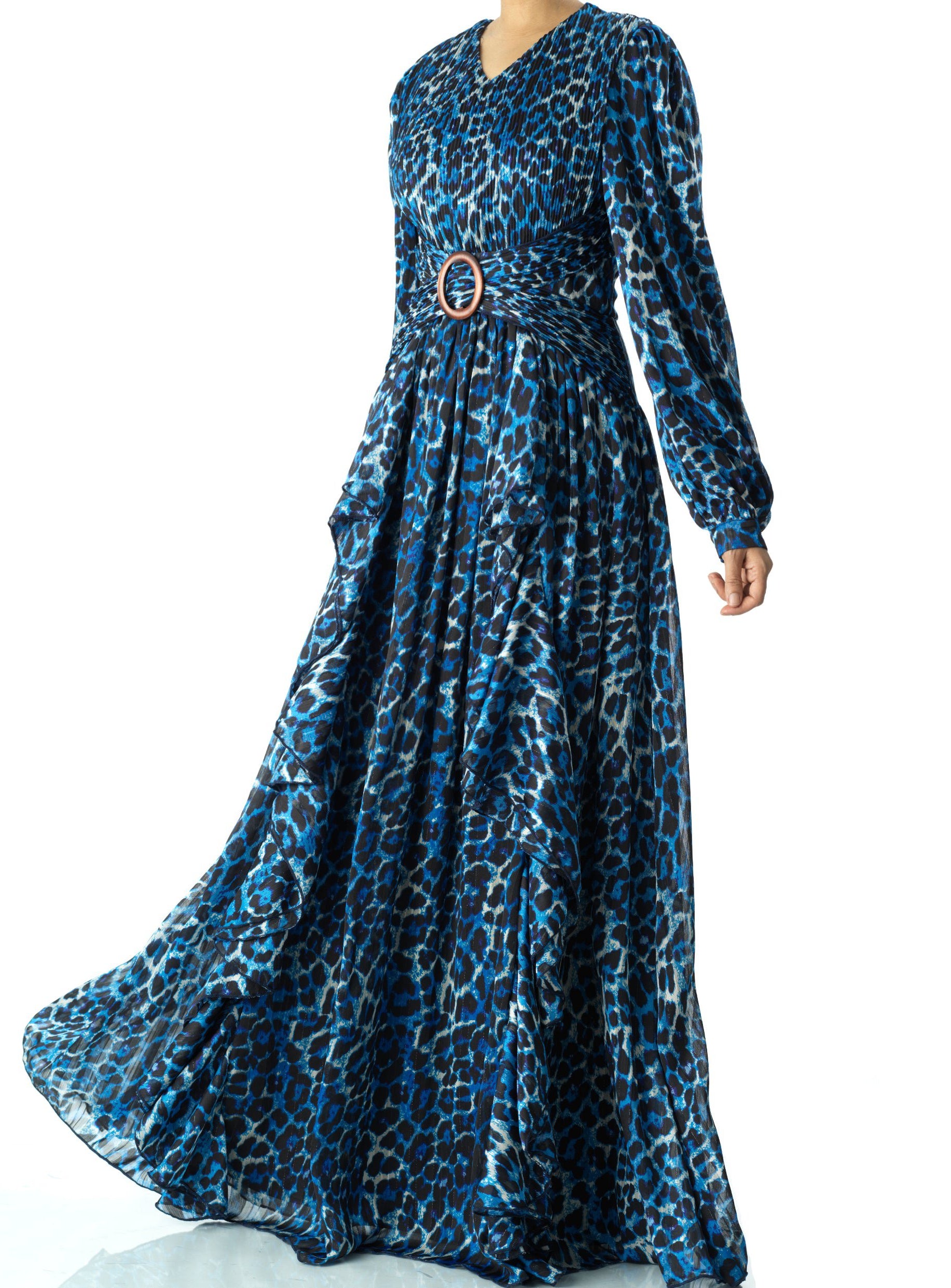Royal Blue cheetah print maxi dress Kabayare