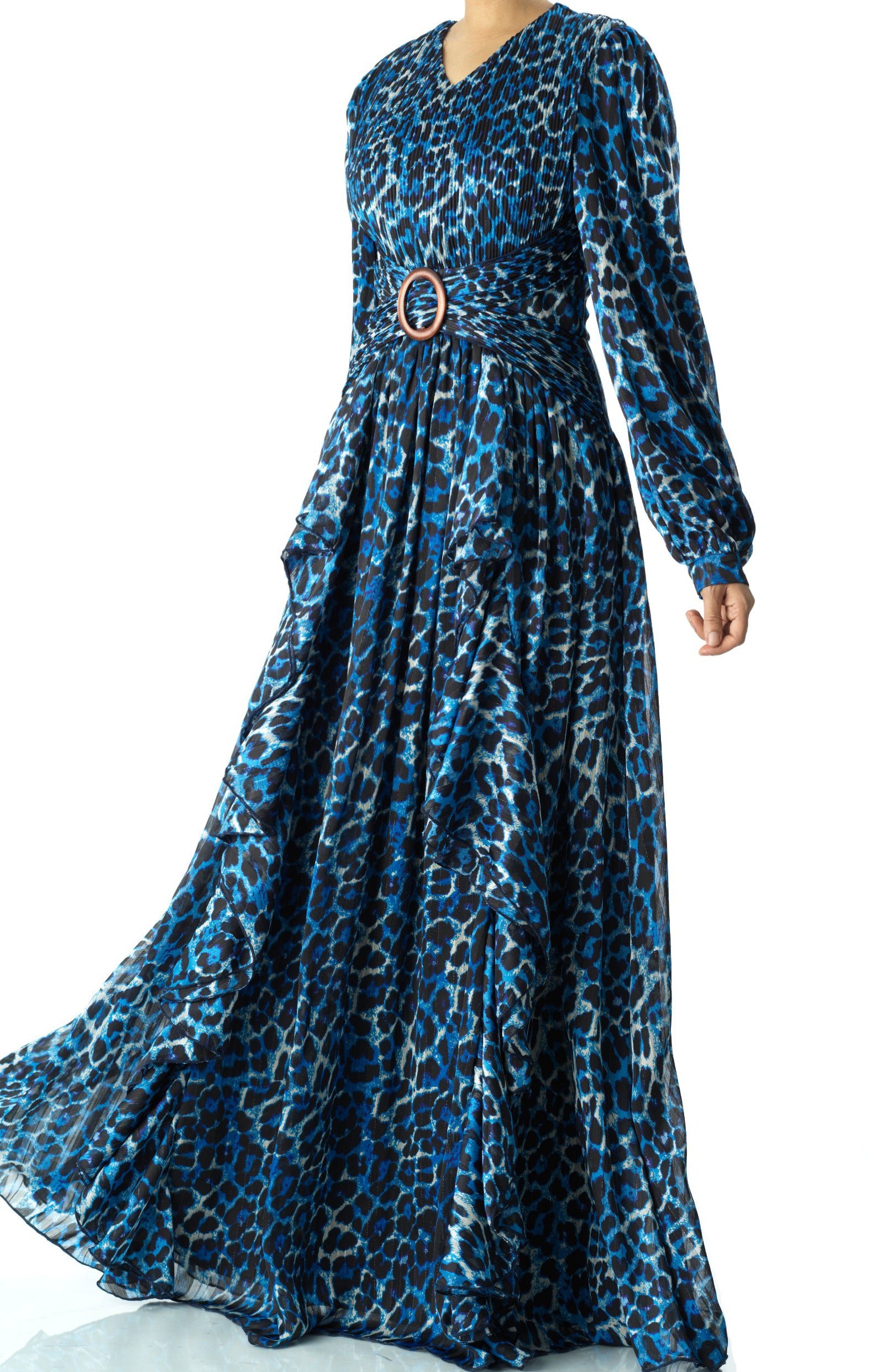 Royal Blue cheetah print maxi dress Kabayare