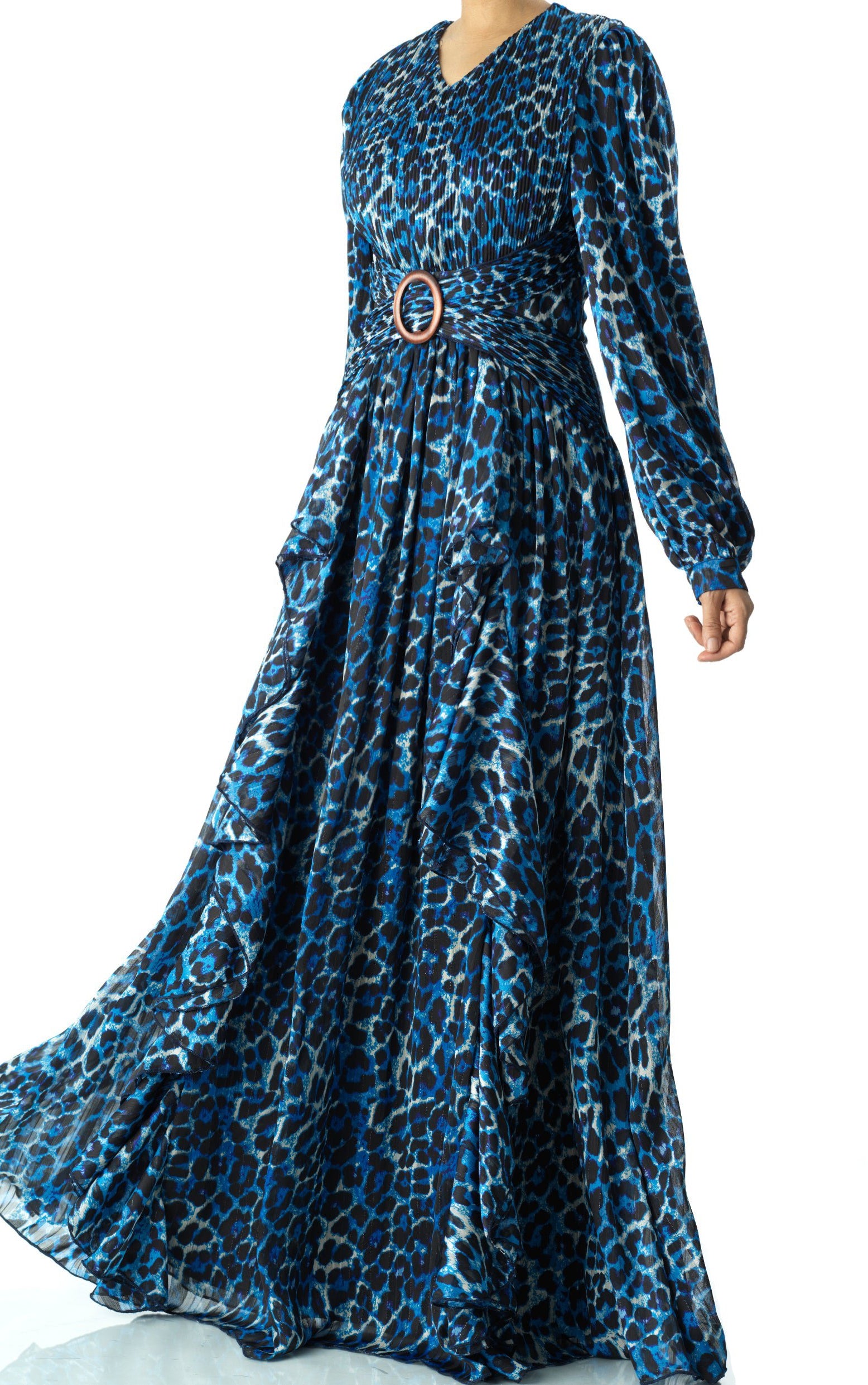 Royal Blue cheetah print maxi dress Kabayare