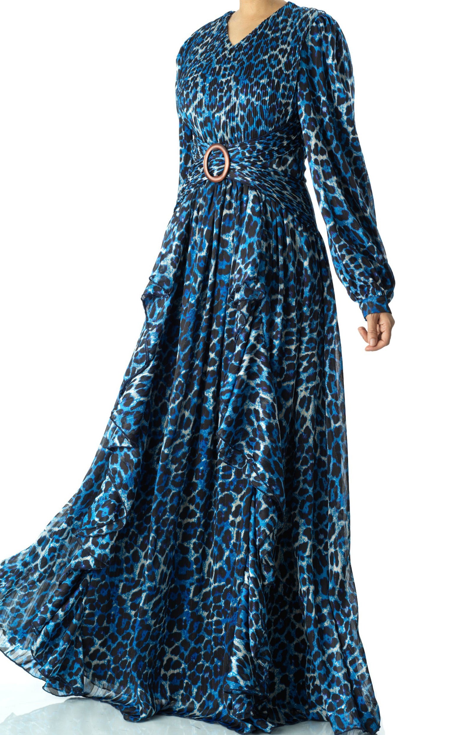 Royal Blue cheetah print maxi dress Kabayare
