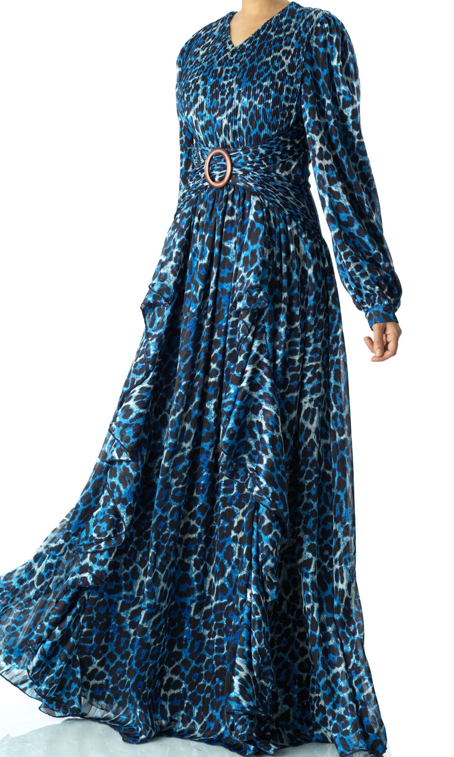 Royal Blue cheetah print maxi dress Kabayare