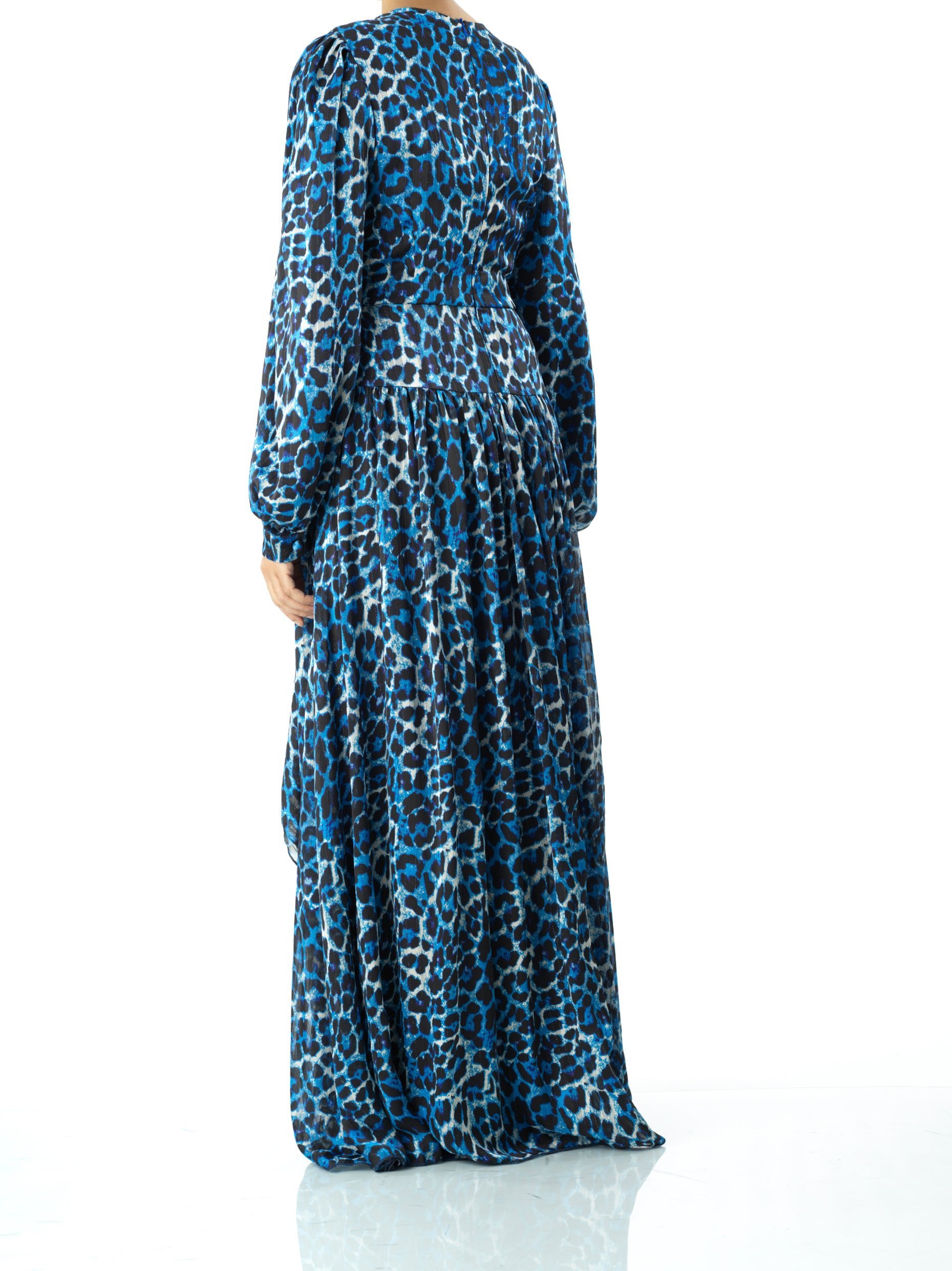 Royal Blue cheetah print maxi dress Kabayare