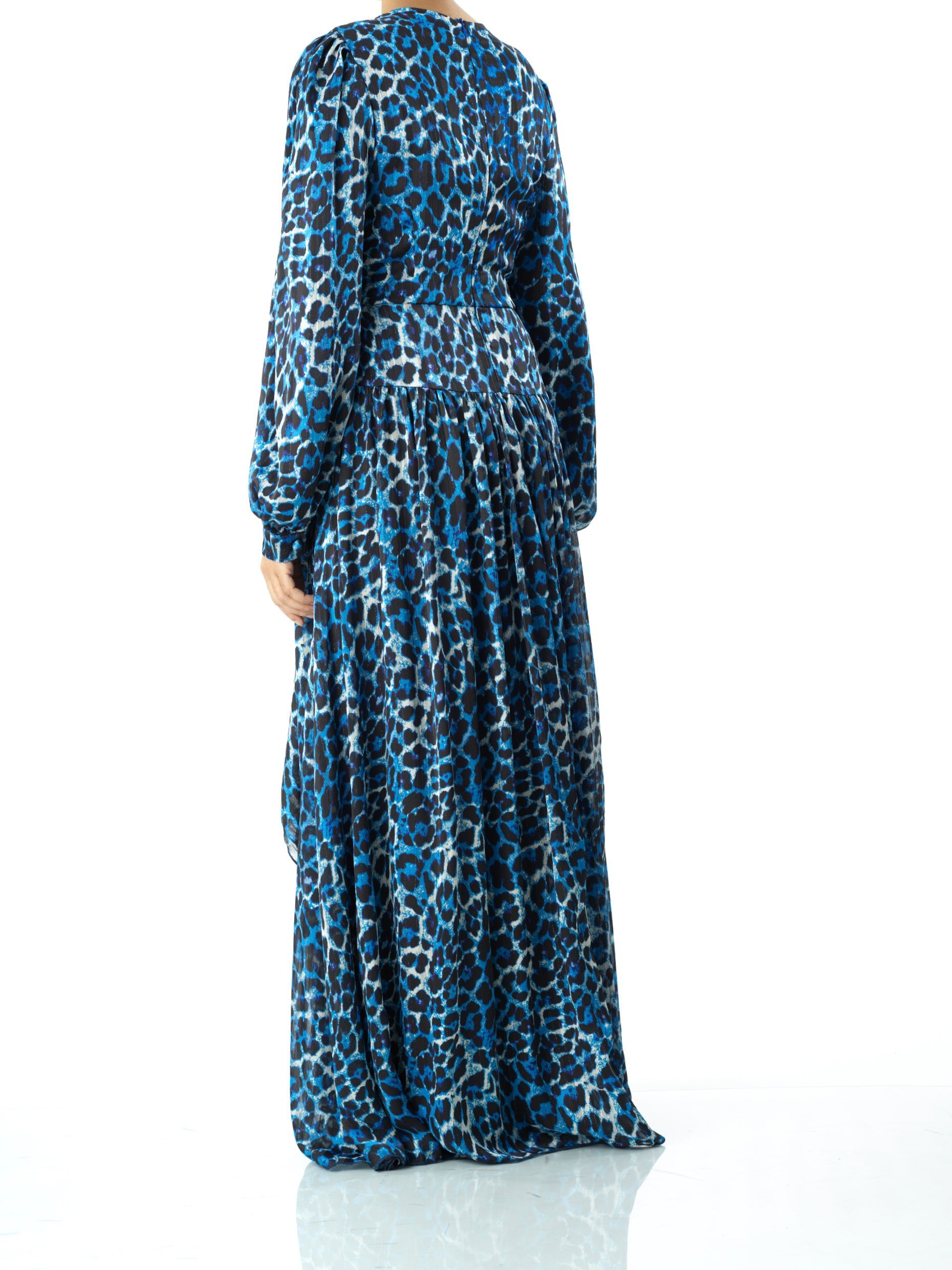 Royal Blue cheetah print maxi dress Kabayare
