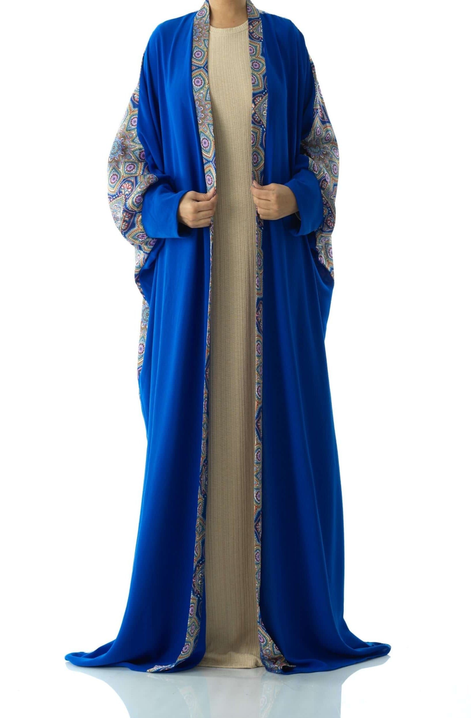 Royal Blue Moroccan print abaya set Kabayare