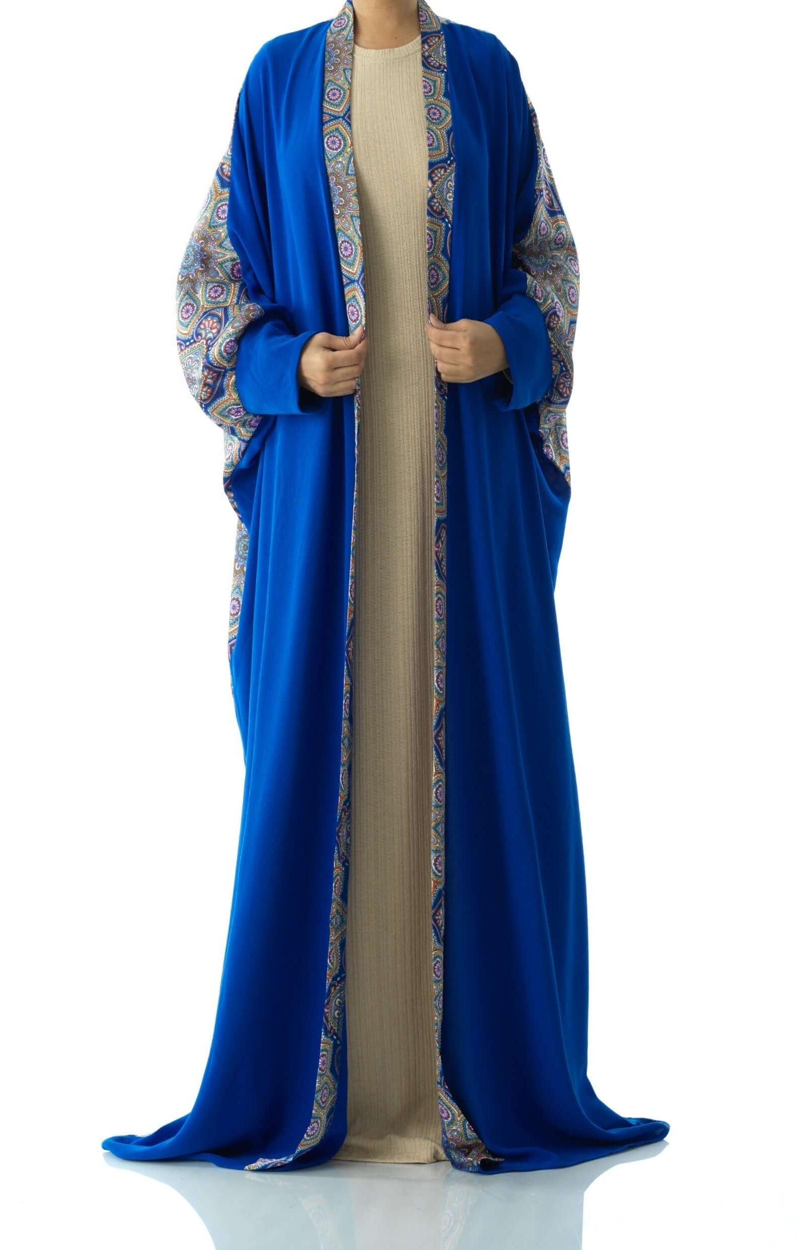 Royal Blue Moroccan print abaya set Kabayare