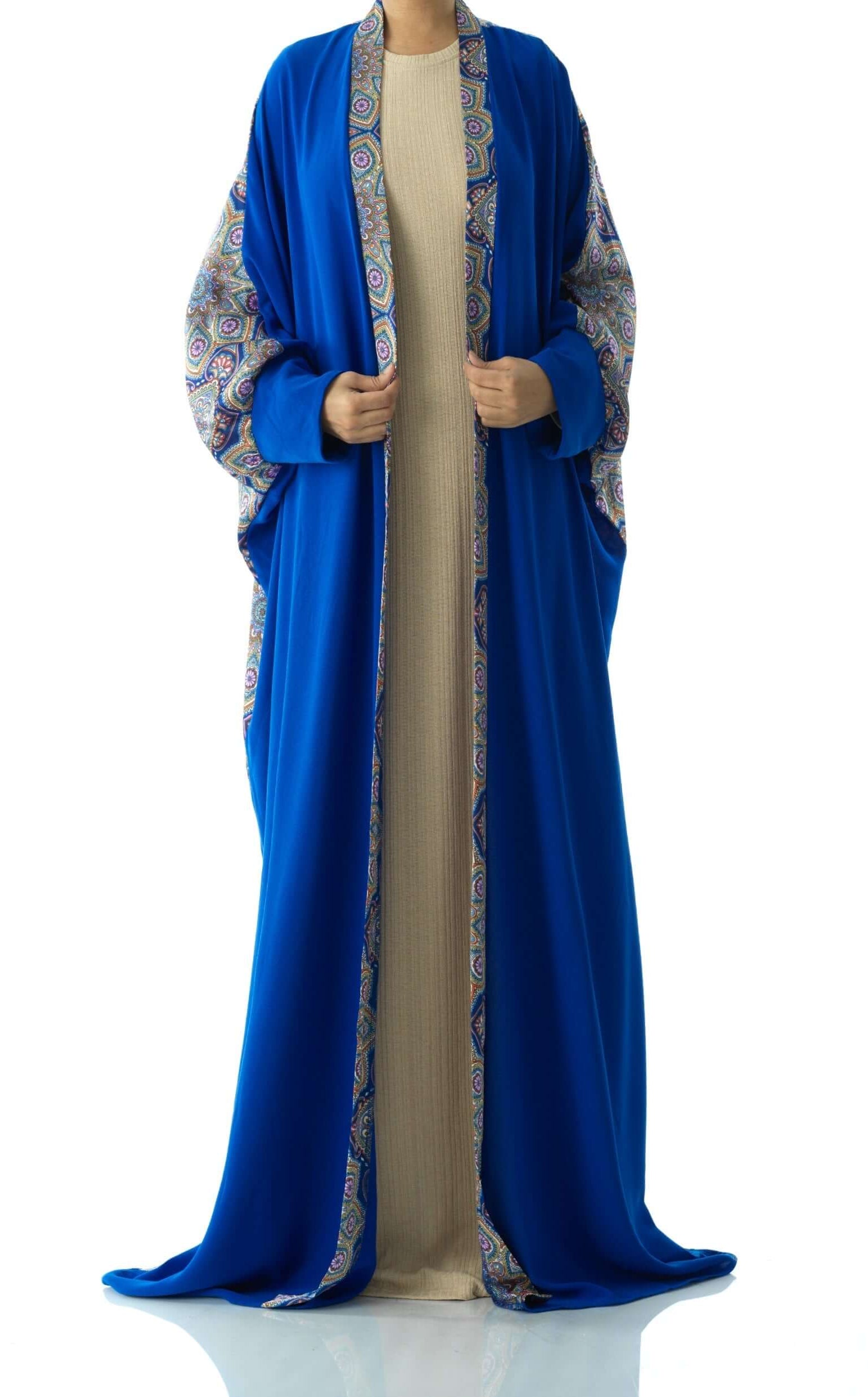 Royal Blue Moroccan print abaya set Kabayare