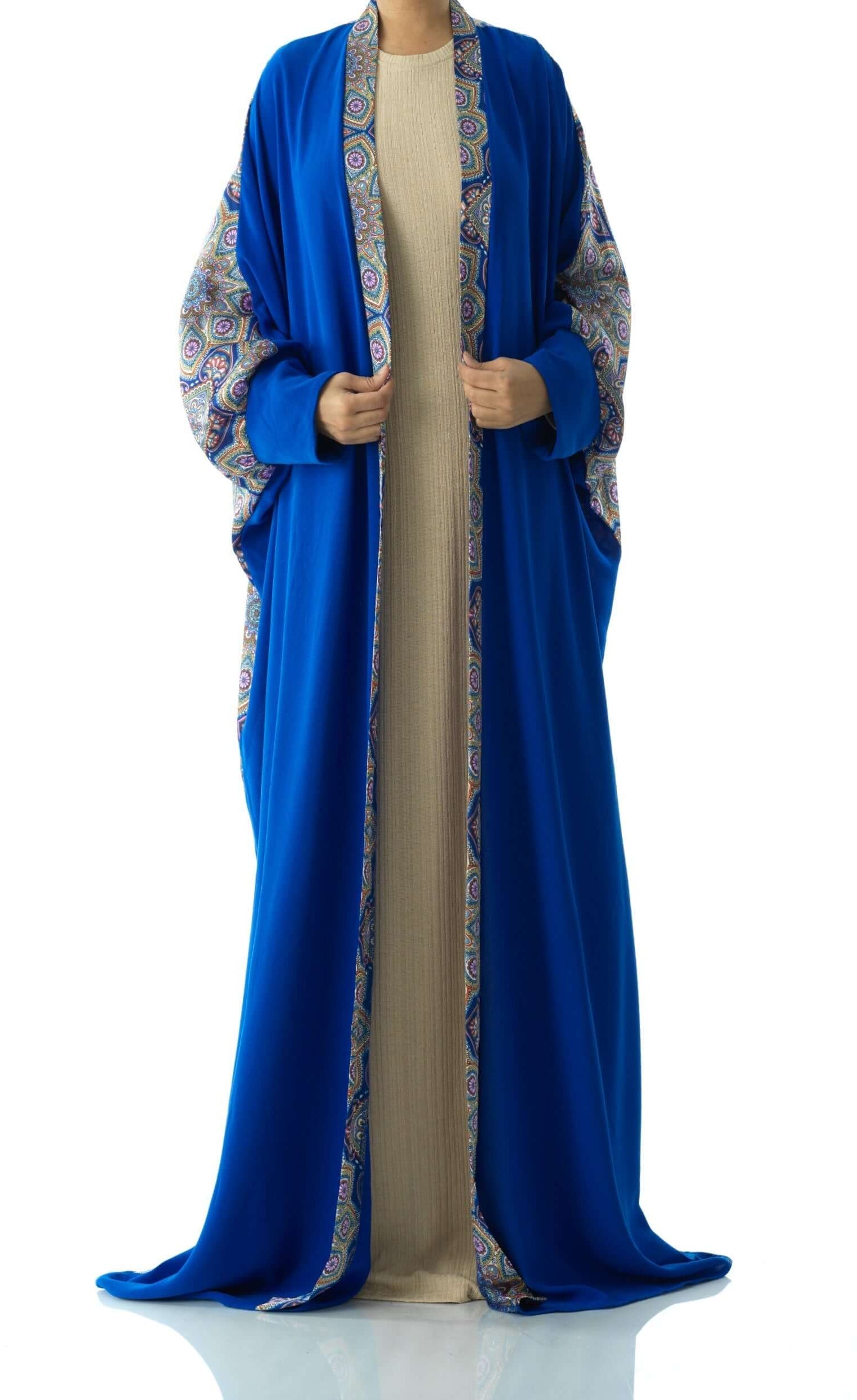 Royal Blue Moroccan print abaya set Kabayare