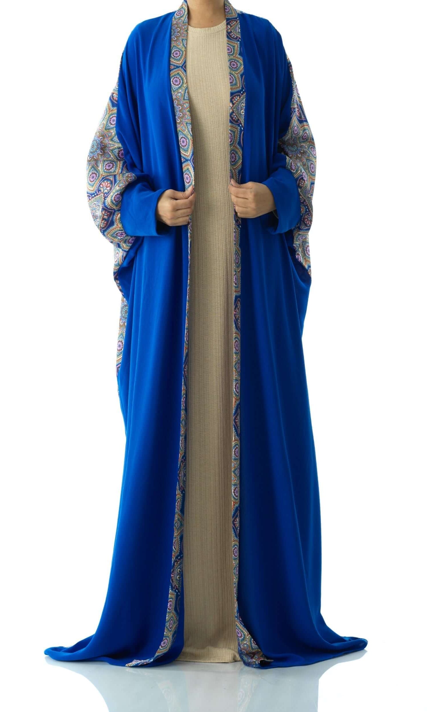 Royal Blue Moroccan print abaya set Kabayare