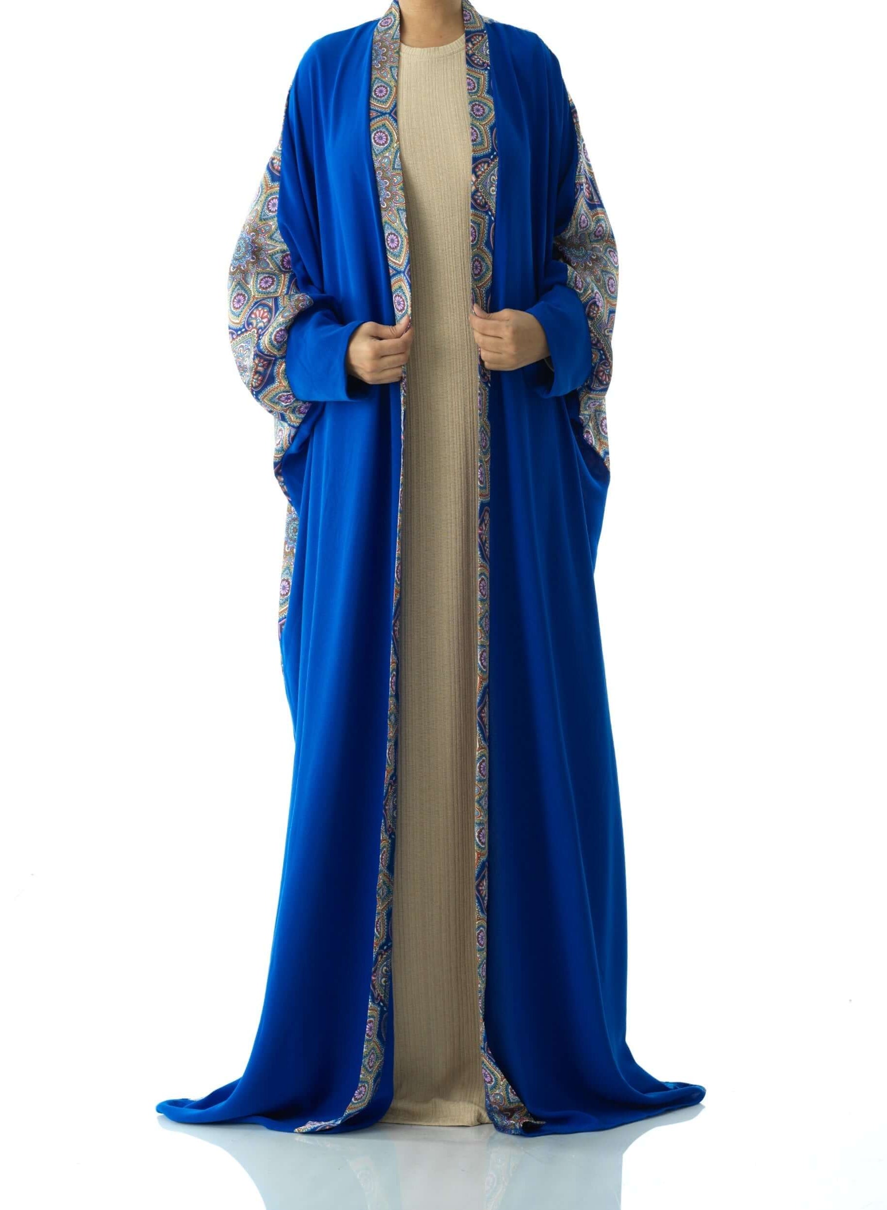 Royal Blue Moroccan print abaya set Kabayare