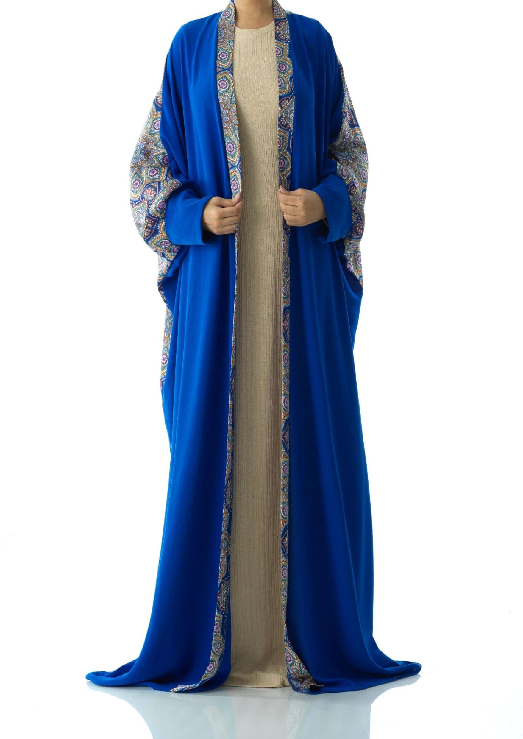 Royal Blue Moroccan print abaya set Kabayare