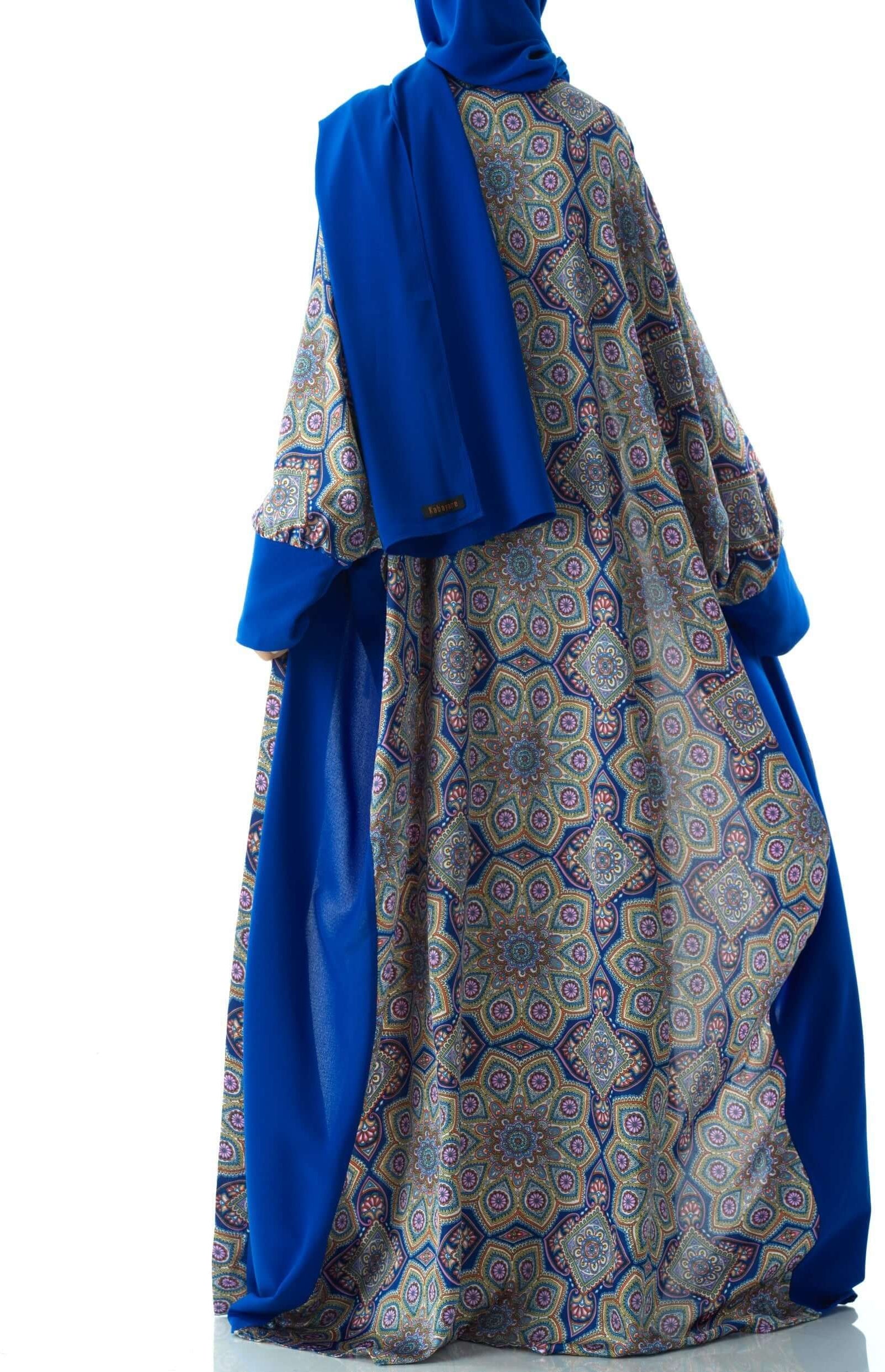 Royal Blue Moroccan print abaya set Kabayare