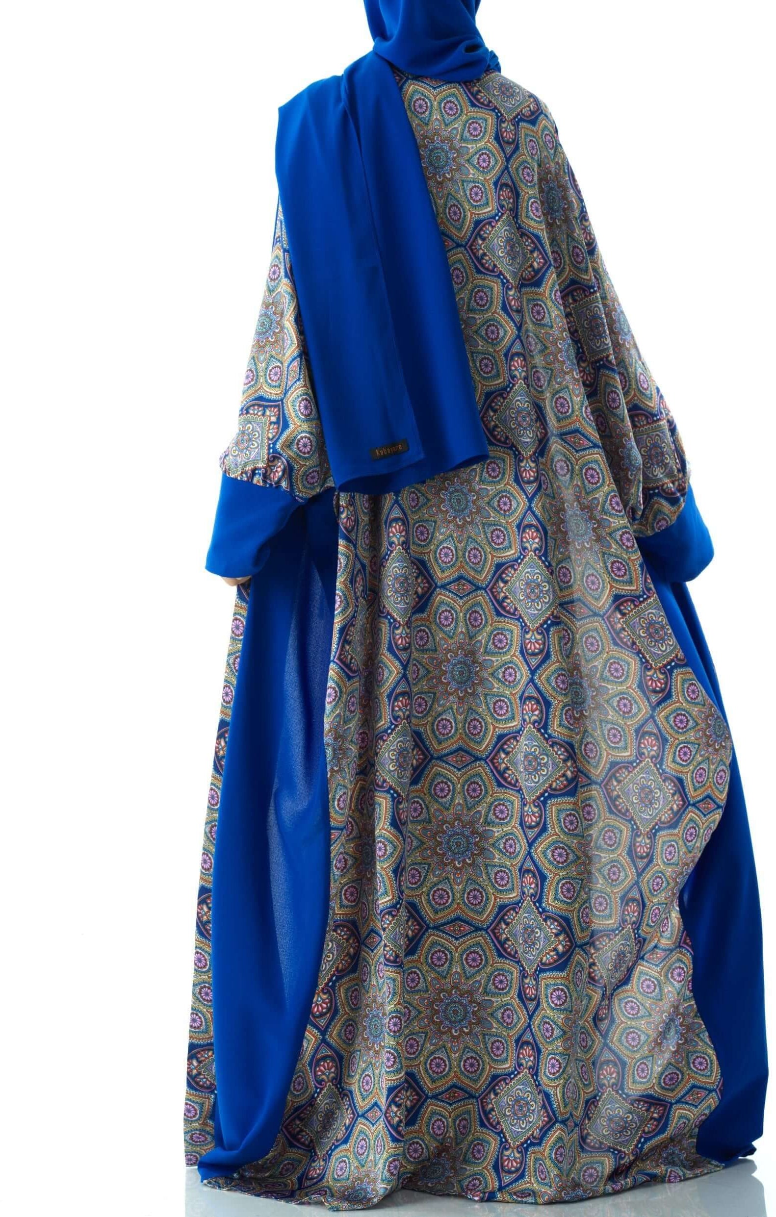 Royal Blue Moroccan print abaya set Kabayare