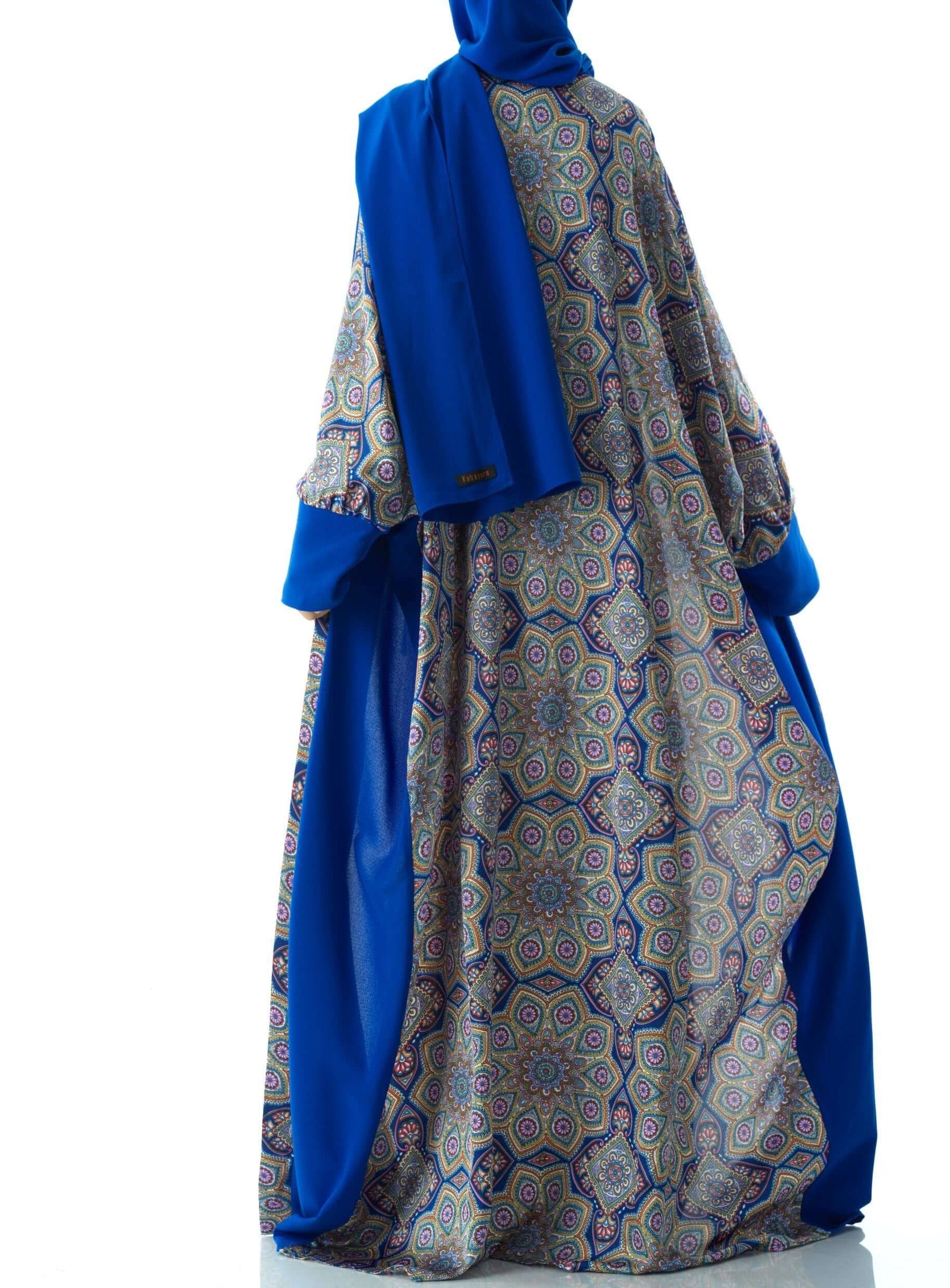 Royal Blue Moroccan print abaya set Kabayare